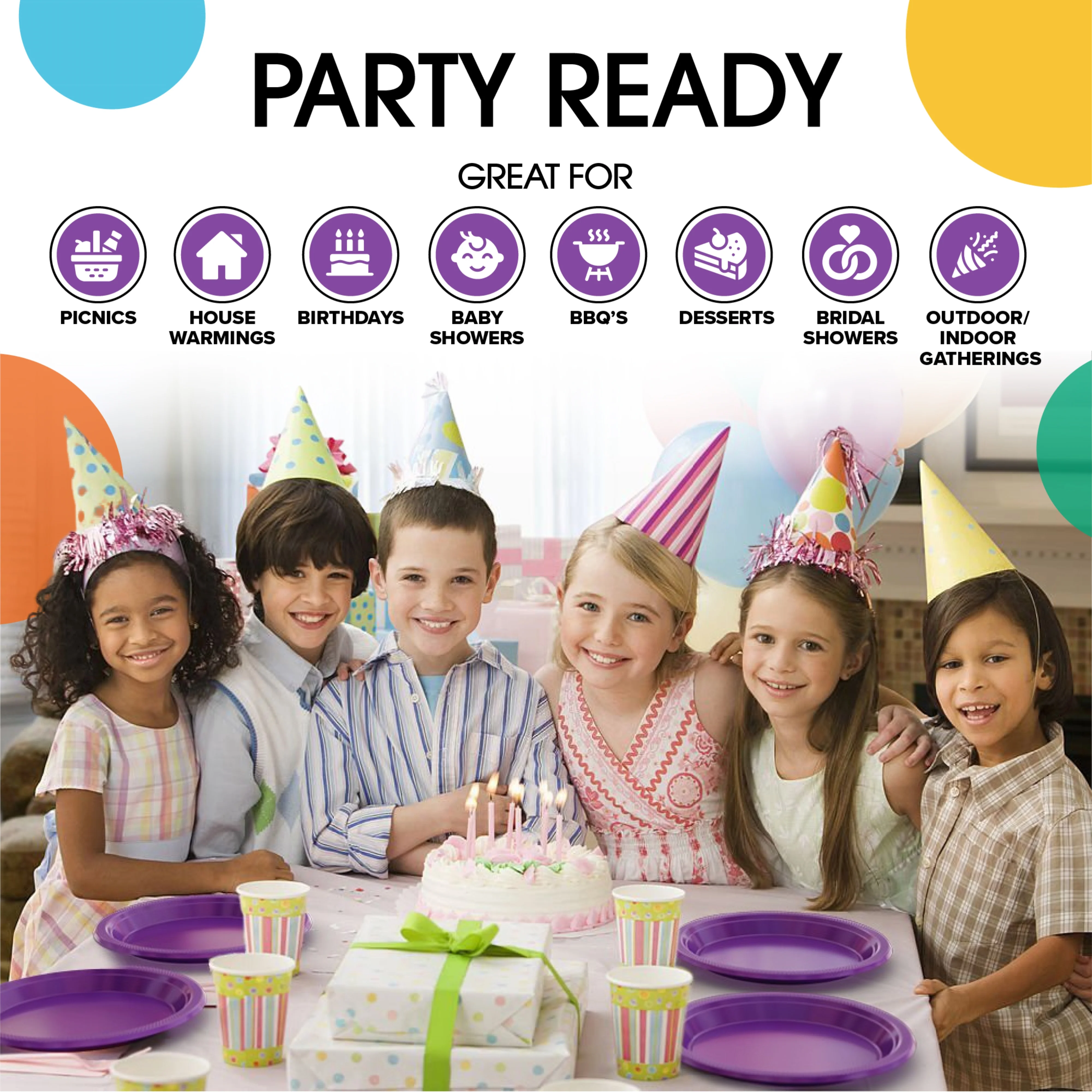 10 In. Purple Plastic Plates | 100 Count