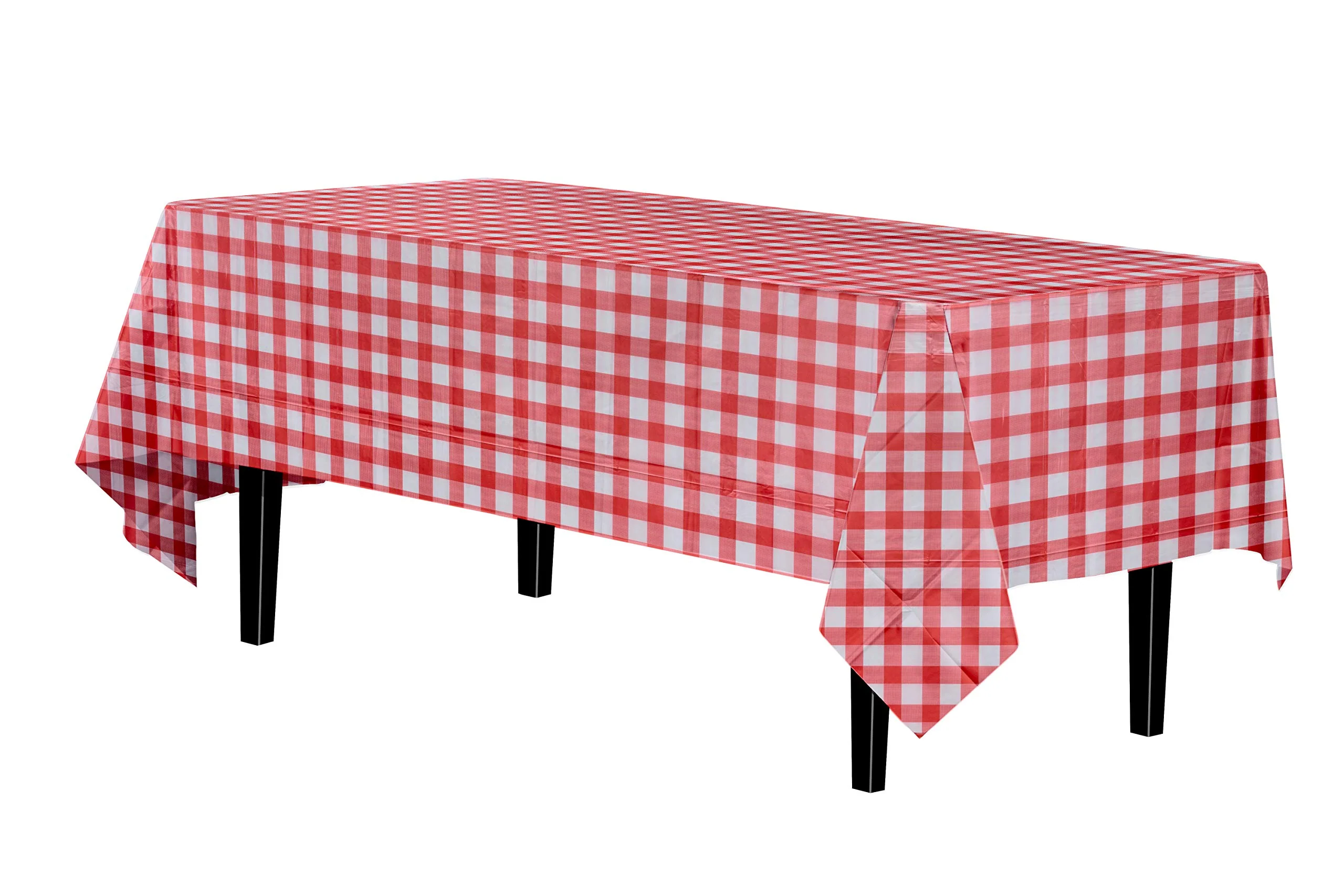 Red Gingham Plastic Table Cover
