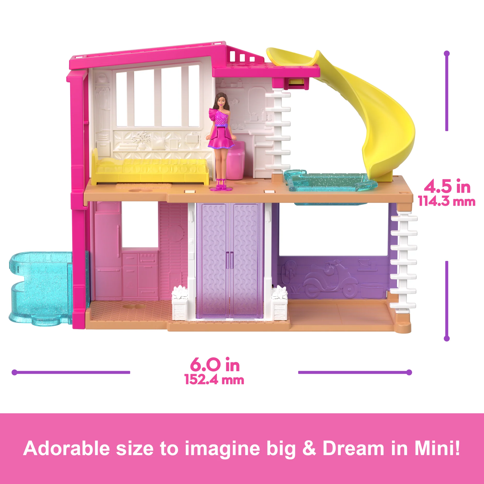 Barbie Mini Barbieland Doll House Playsets With 1.5-inch Doll, Furniture & Accessories