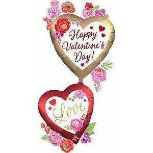Anagram Happy Valentine's Day Satin Watercolor Floral 69in Multi-Balloon