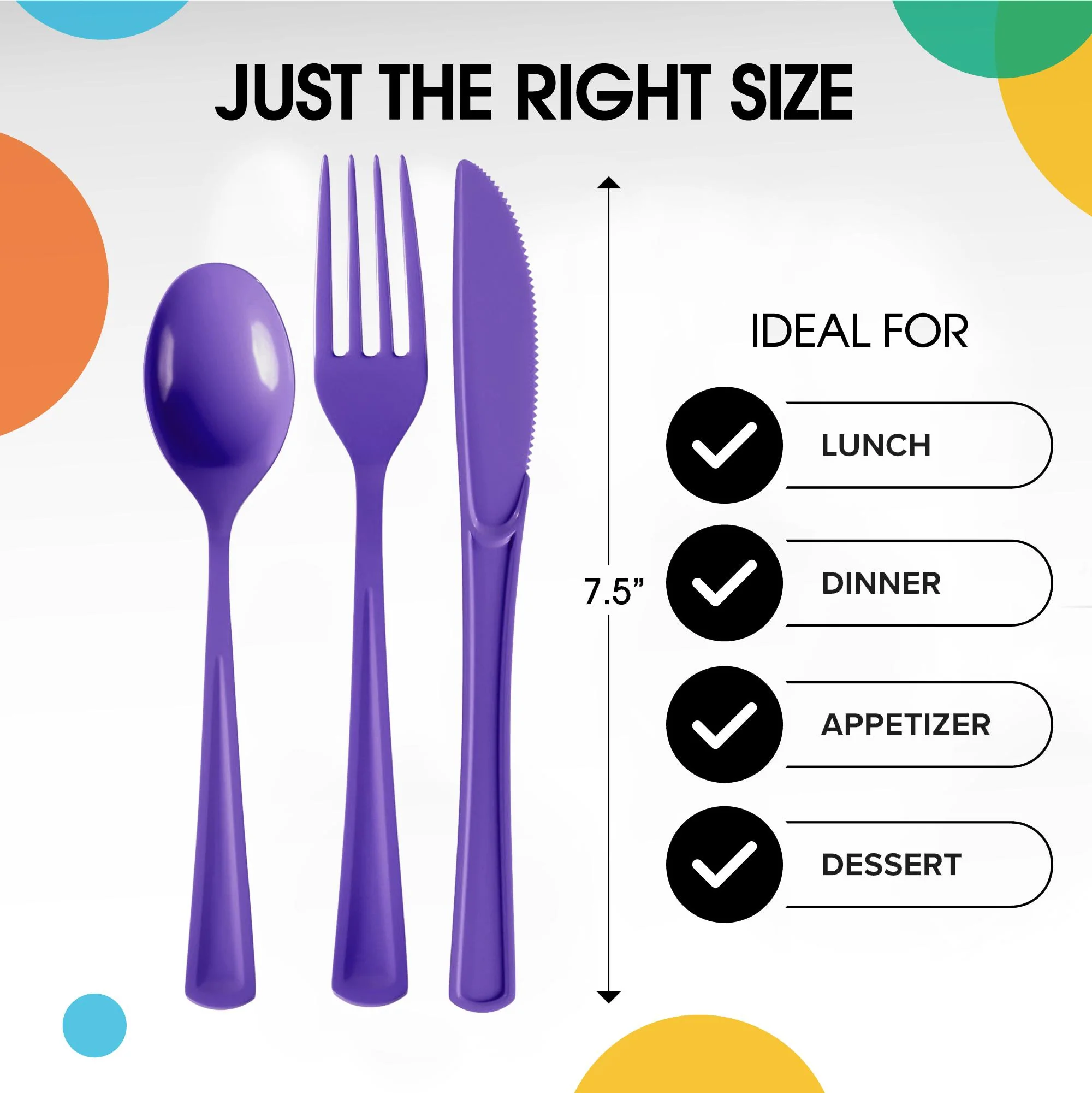 Purple Cutlery Combo Set | 50 Forks 50 Spoons And 50 Knives