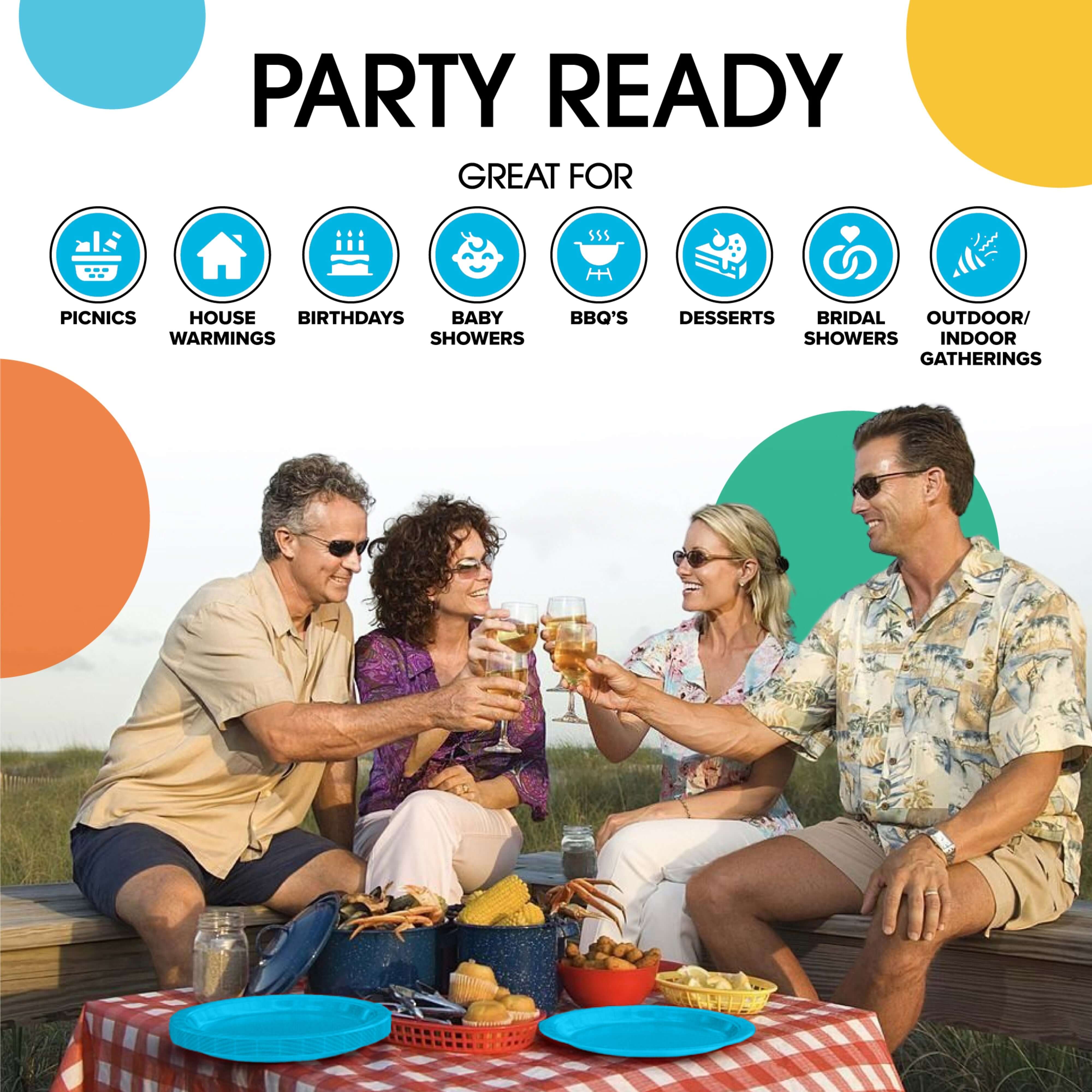 9 In. Turquoise Paper Plates - 50 Ct.