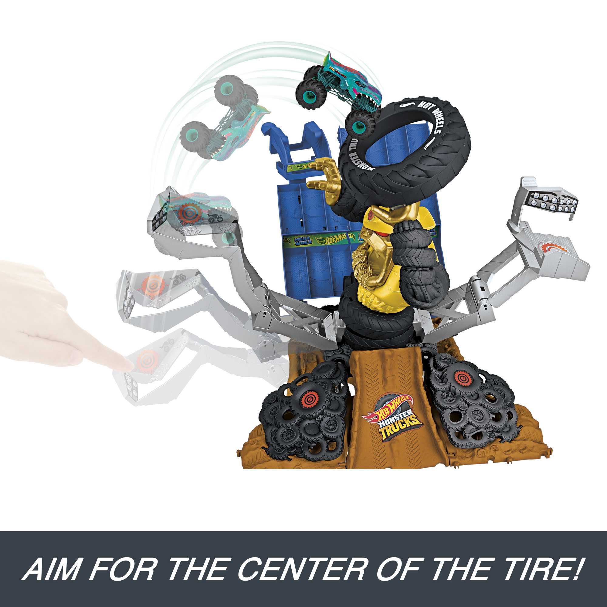 Hot Wheels Monster Trucks Arena Smashers MEGA-Wrex vs Crushzilla Takedown Playset