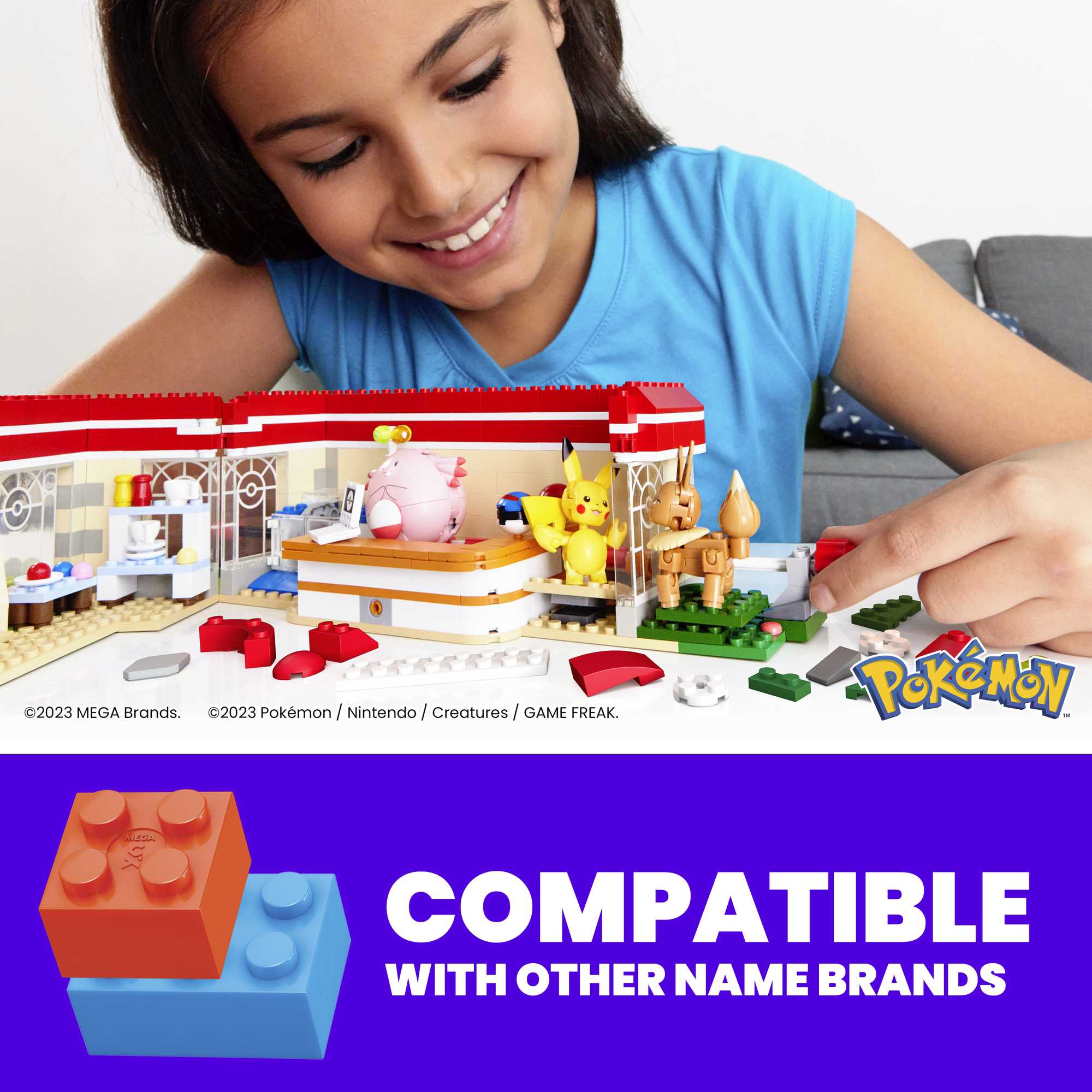 MEGA Pok��mon Building Toy Kit, Forest Pok��mon Center (648 Pieces) With 4 Action Figures