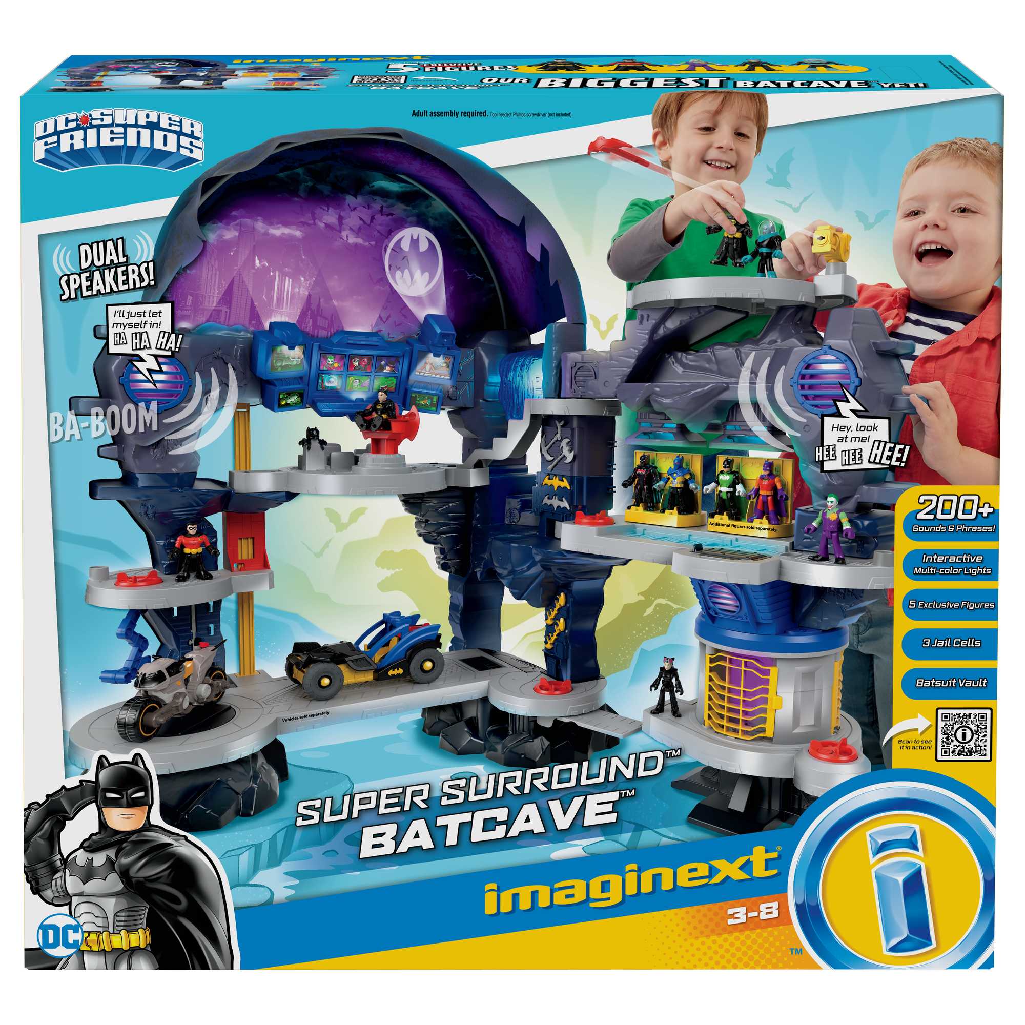 Imaginext DC Super Friends Batman Toy, Batcave Playset With Interactive Lights & Sounds, 18 Pieces