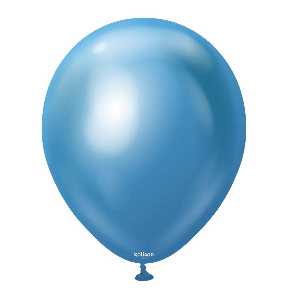 12 inch Kalisan Mirror Blue Latex Balloons 50ct