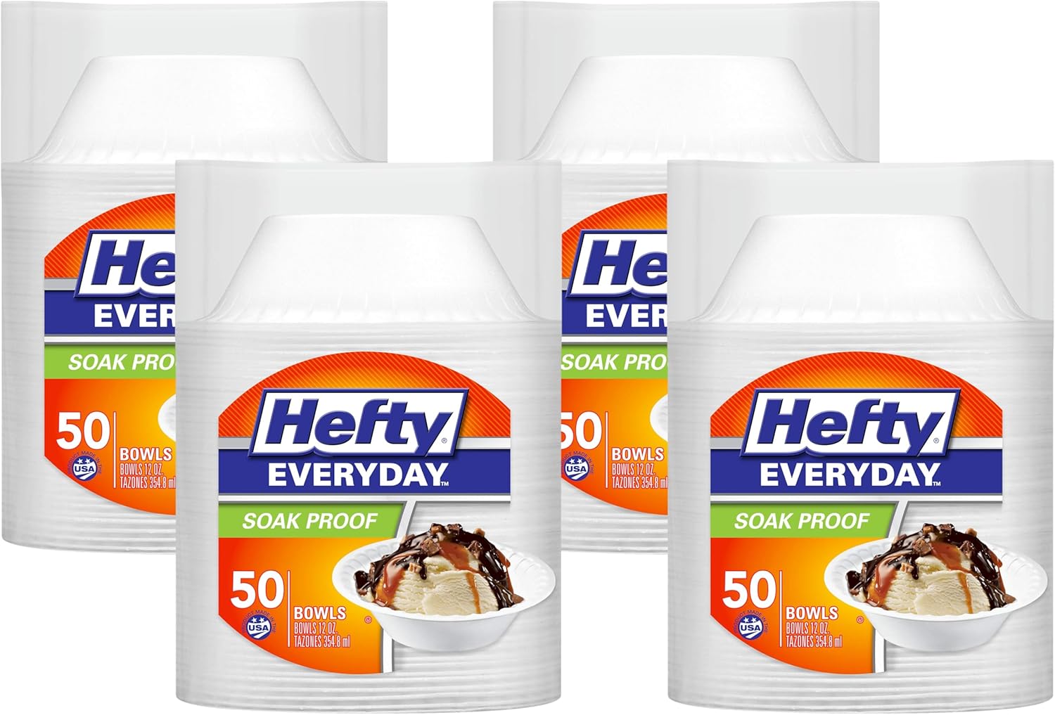 Hefty Everyday Soak-Proof Foam Bowls, 12 Ounce, 50 Count