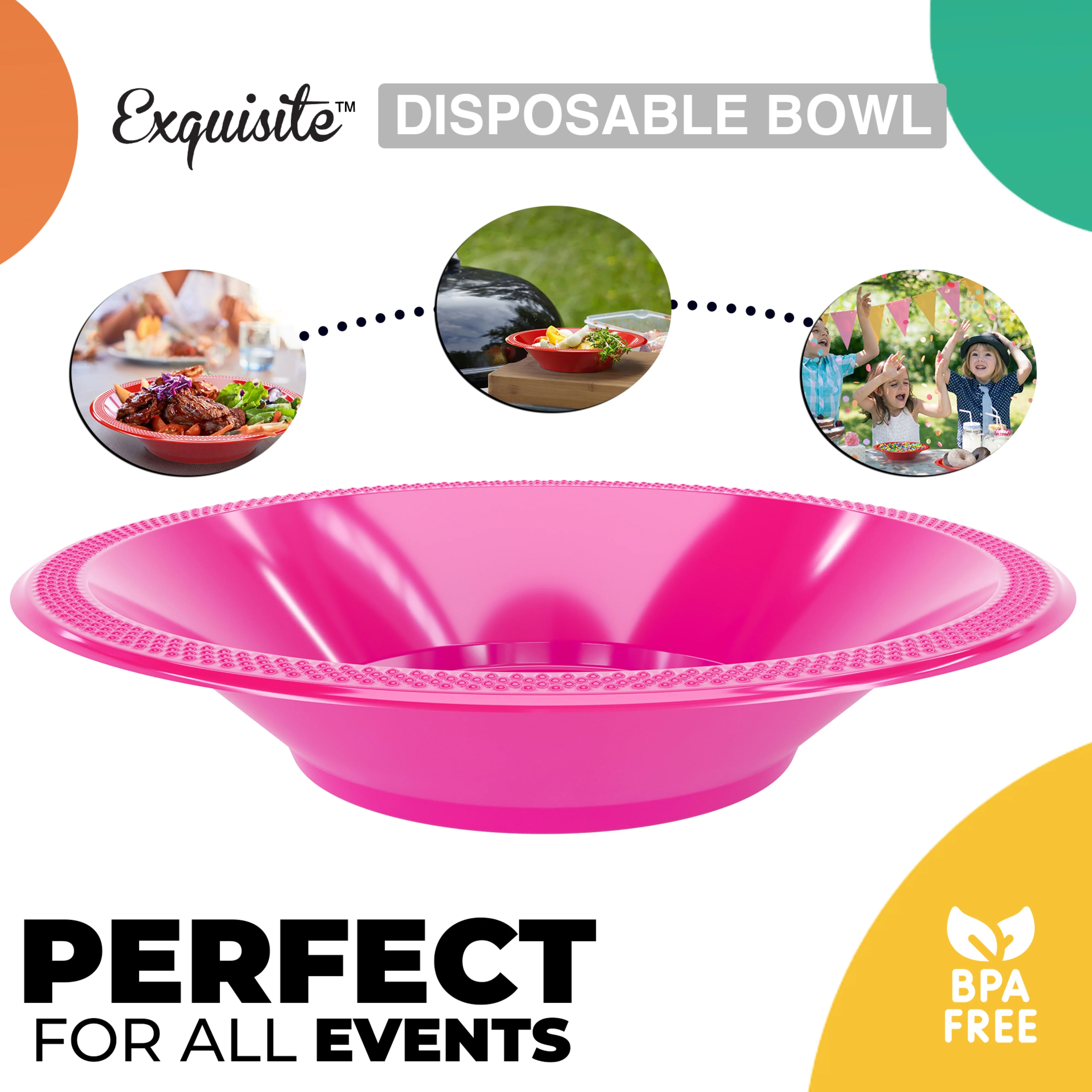 12 Oz. Hot Pink Plastic Bowls | 8 Count