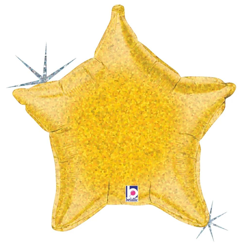 Betallic Gold Holographic Star 21 inch Star-Shape Holographic 1ct