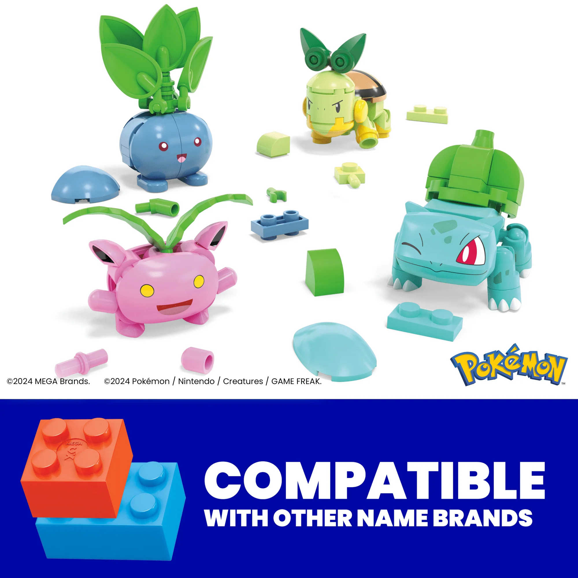 MEGA Pok��mon Grass-Type Trainer Team Building Toy Kit, 4 Action Figures (118 Pieces) For Kids