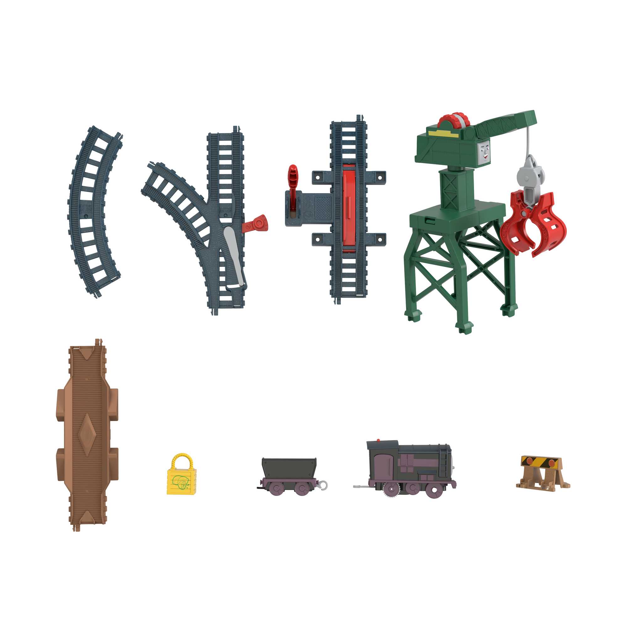 Thomas And Friends Diesel & Cranky Train Set, Track Set With Motorized Engine & Crane, Delivery Duo