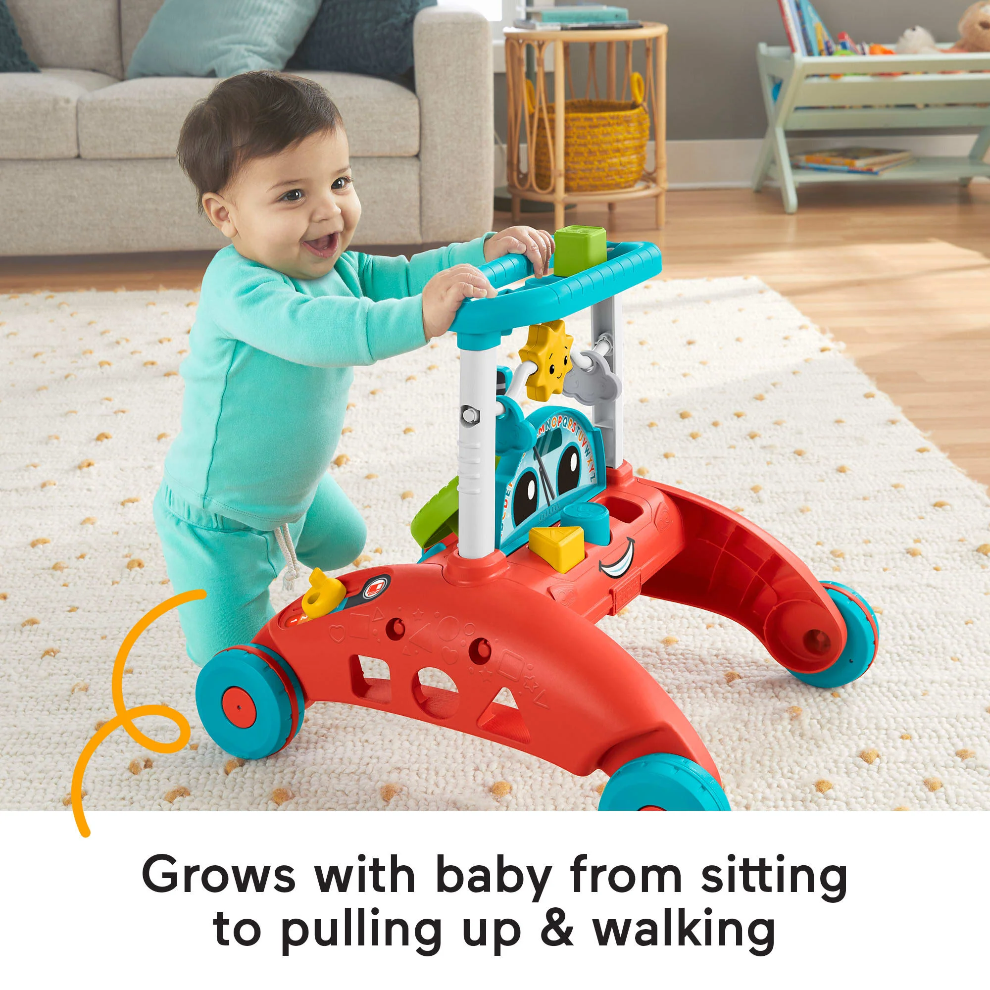 Fisher-Price 2-Sided Steady Speed Walker, Car-themed Baby Learning Toy