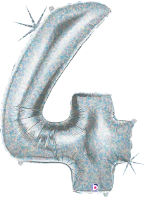 Betallic Number 4 34 inch Holographic Shaped Foil Balloon Packaged 1ct