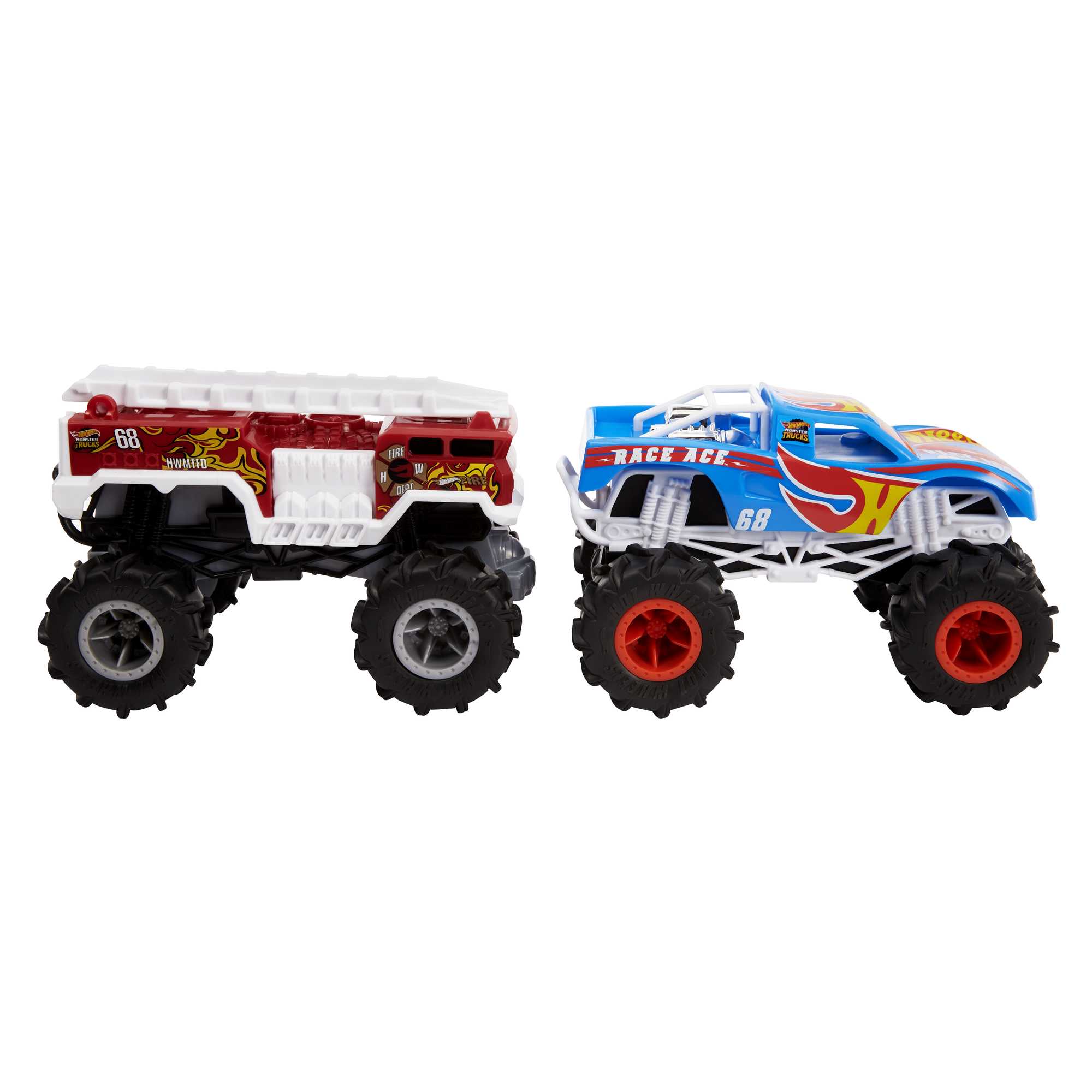 Hot Wheels RC Monster Trucks 2-Pack, RC Race Ace & 5-Alarm Vehicles
