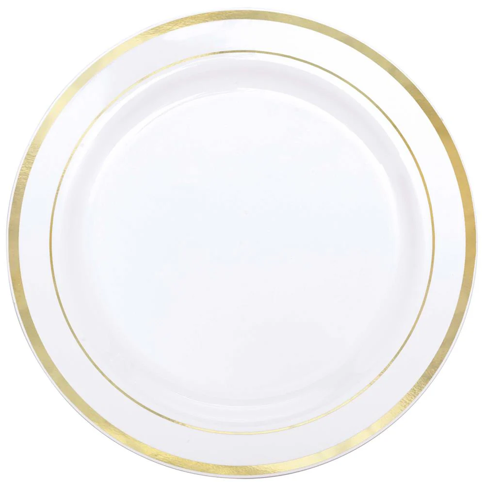 Premium Plate White w Gold Rim 12in 10ct