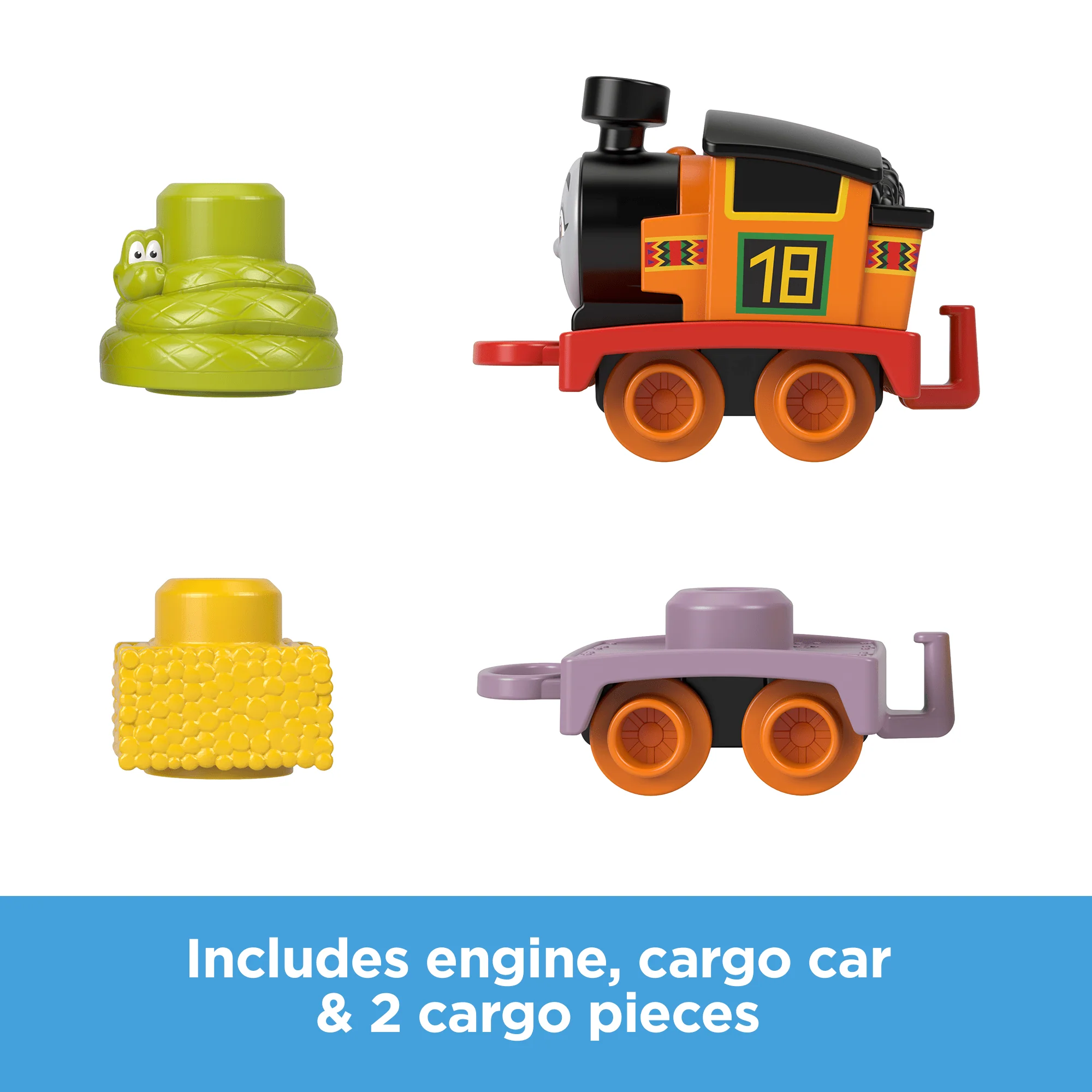 Thomas & Friends My First Nia Push-Along Toy Train With Stacking Cargo For Toddlers