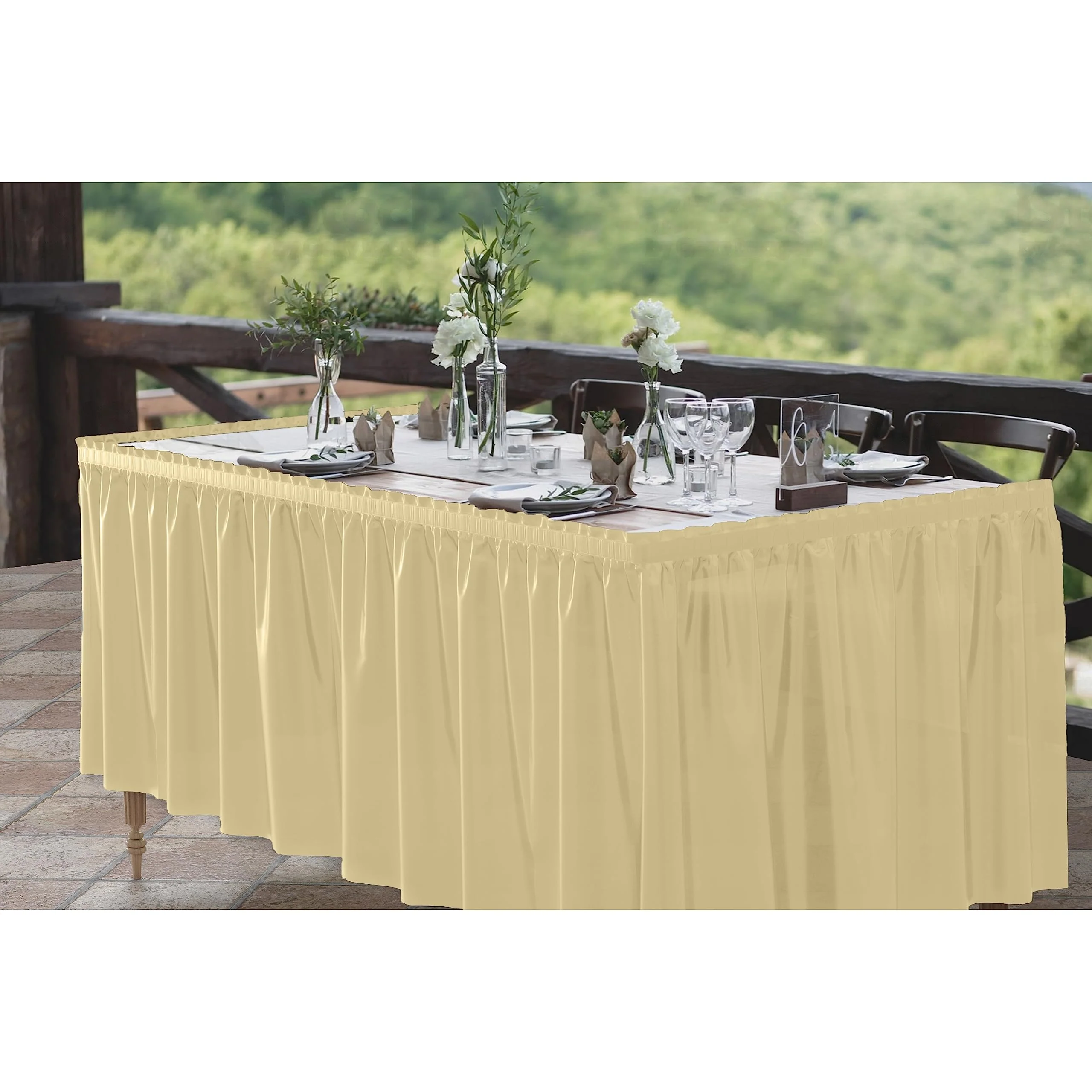Light Yellow Plastic Table Skirt