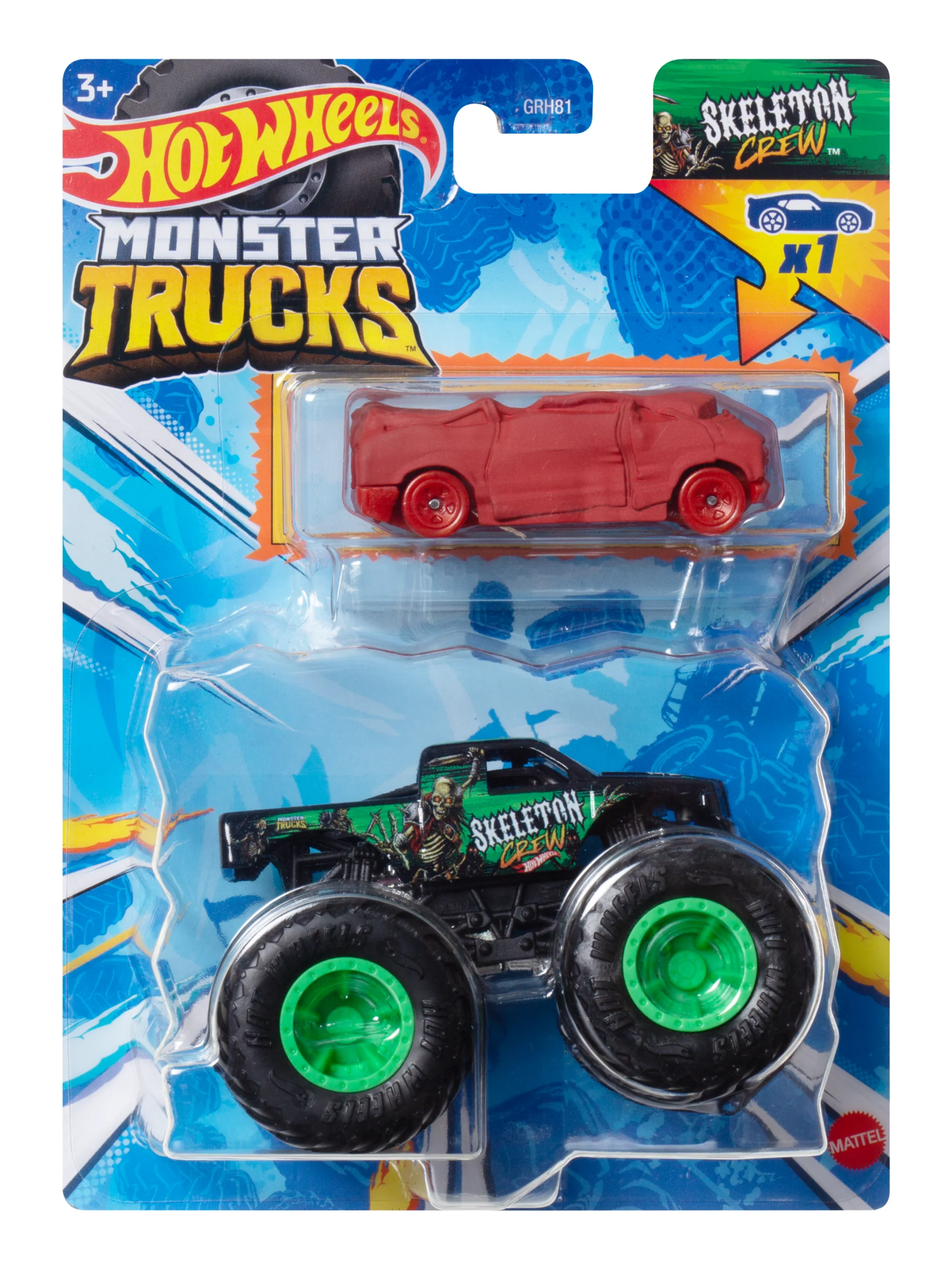 Hot Wheels Monster Trucks Veh��culo de Juguete Cami��n Skeleton Crew + Blind Sided