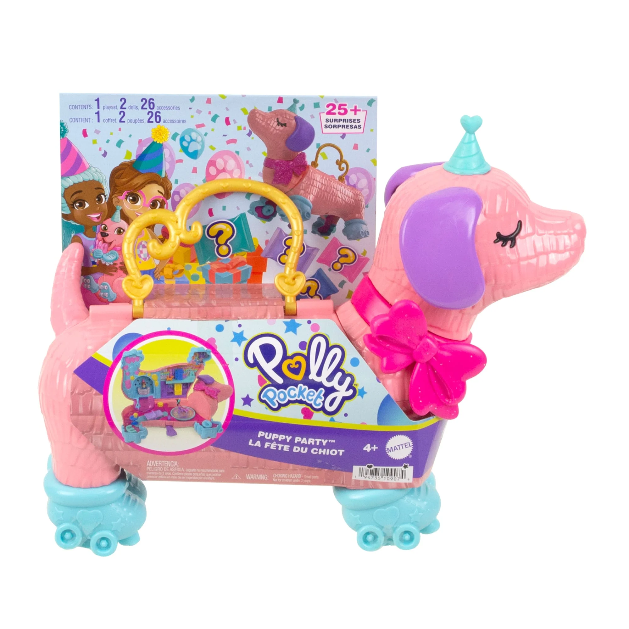 Polly Pocket Puppy Party Large Compact 2-In-1 Playset With 2 Dolls & Birthday Accessories