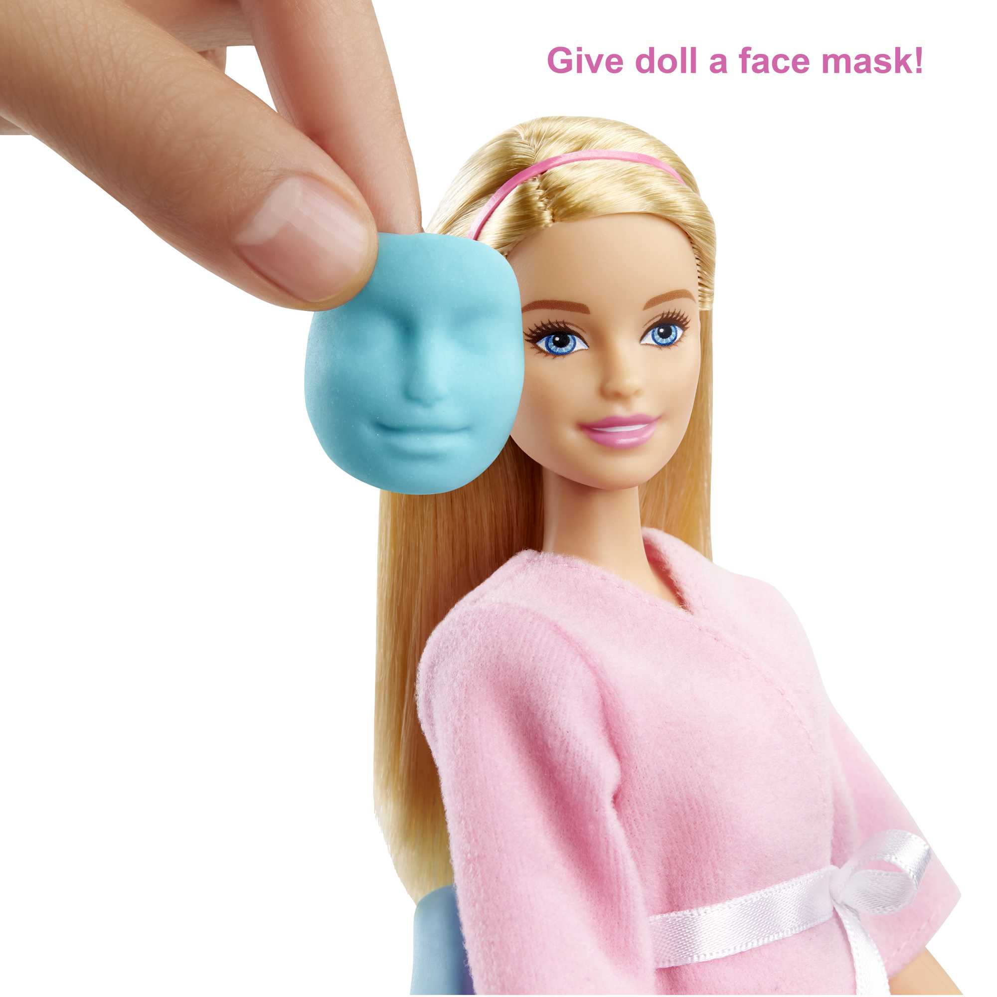 Barbie Doll & Accessories, Face Mask Spa Day Playset With Blonde Barbie Doll