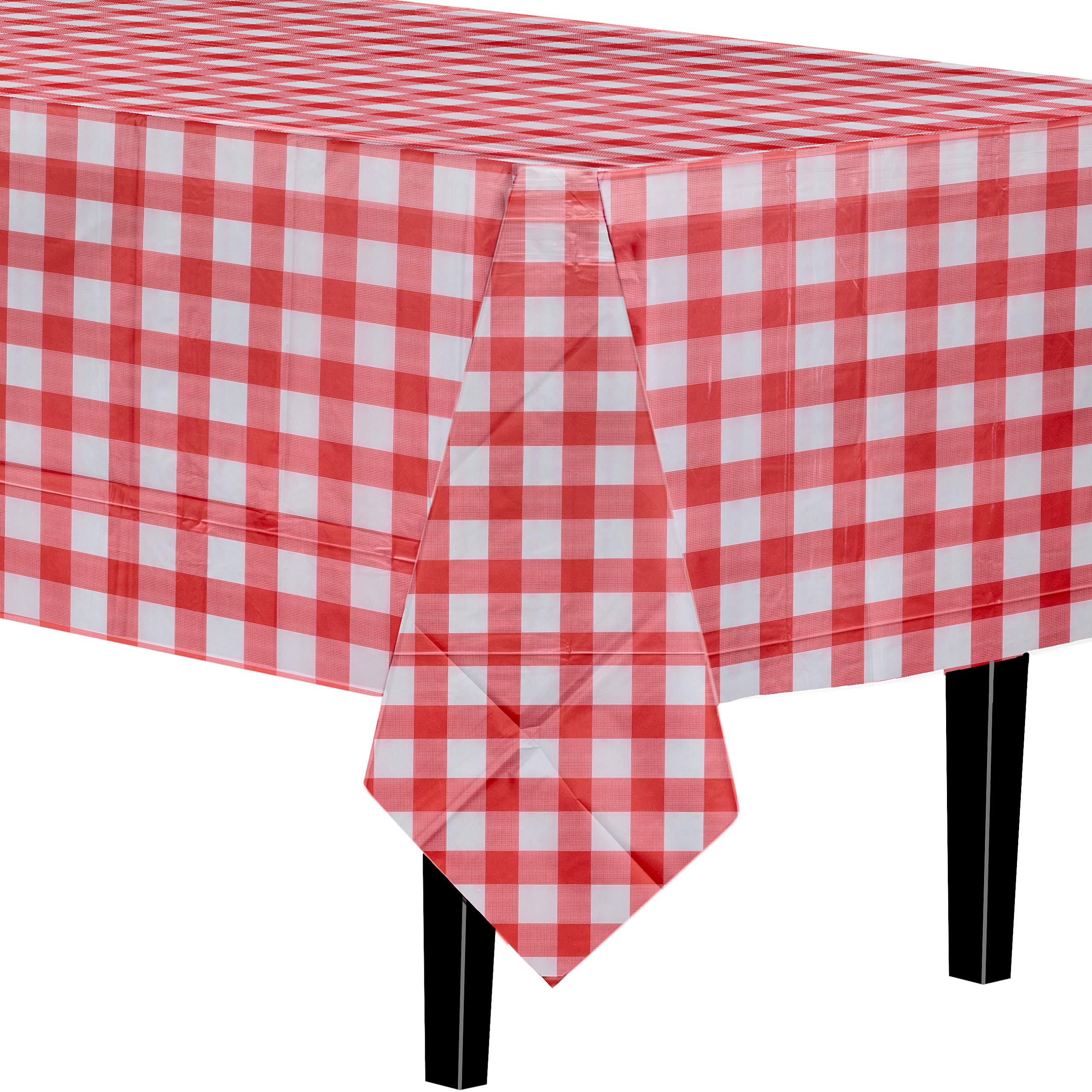 Red Gingham Plastic Table Cover