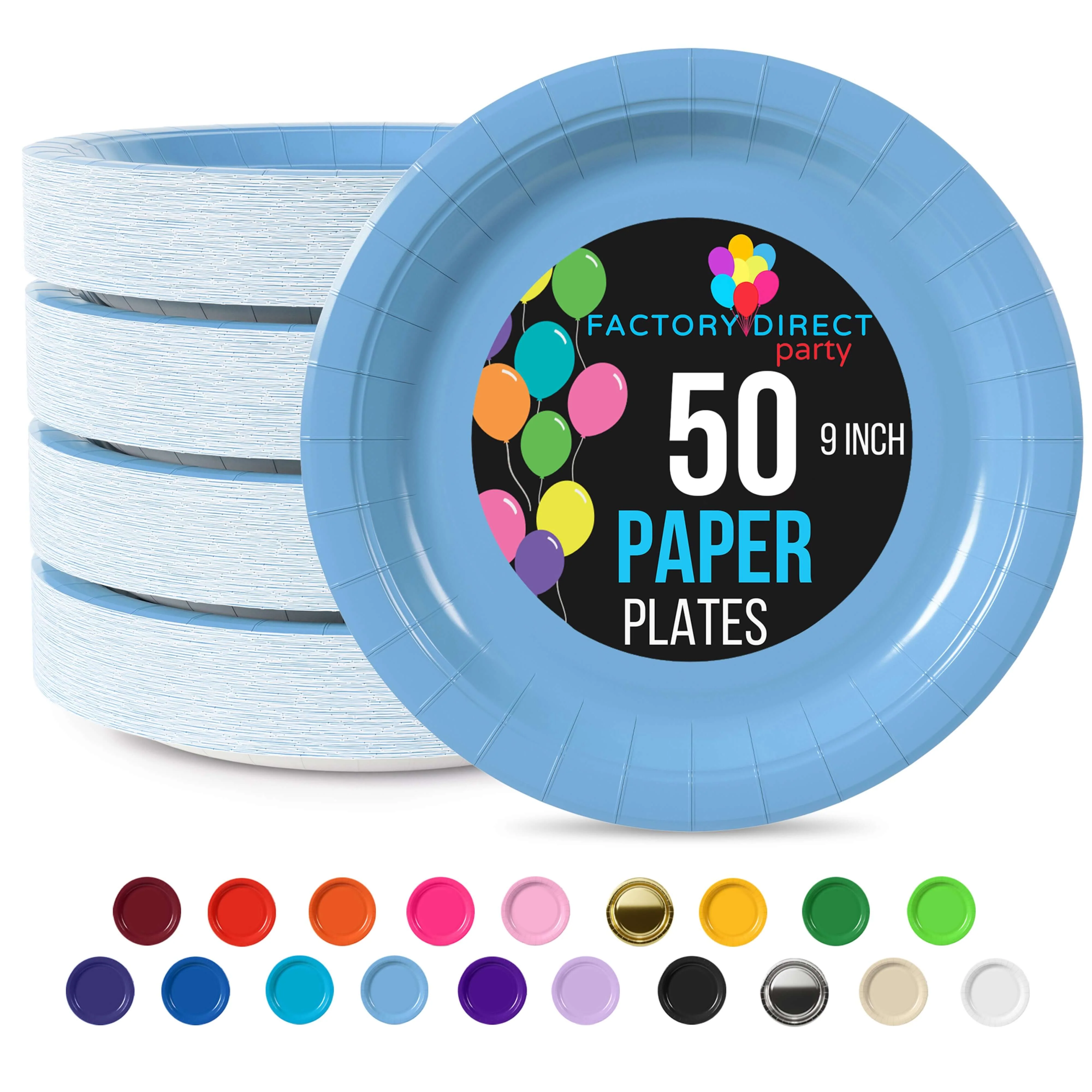 9 In. Light Blue Paper Plates - 50 Ct.
