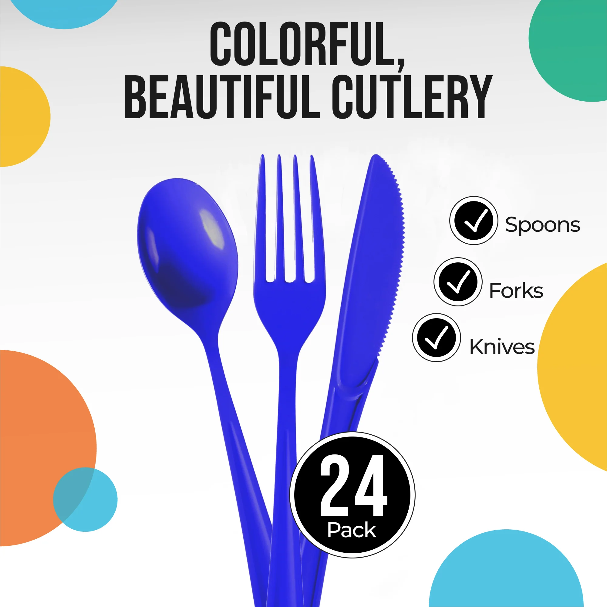 Dark Blue Cutlery Combo Pack | 24 Count