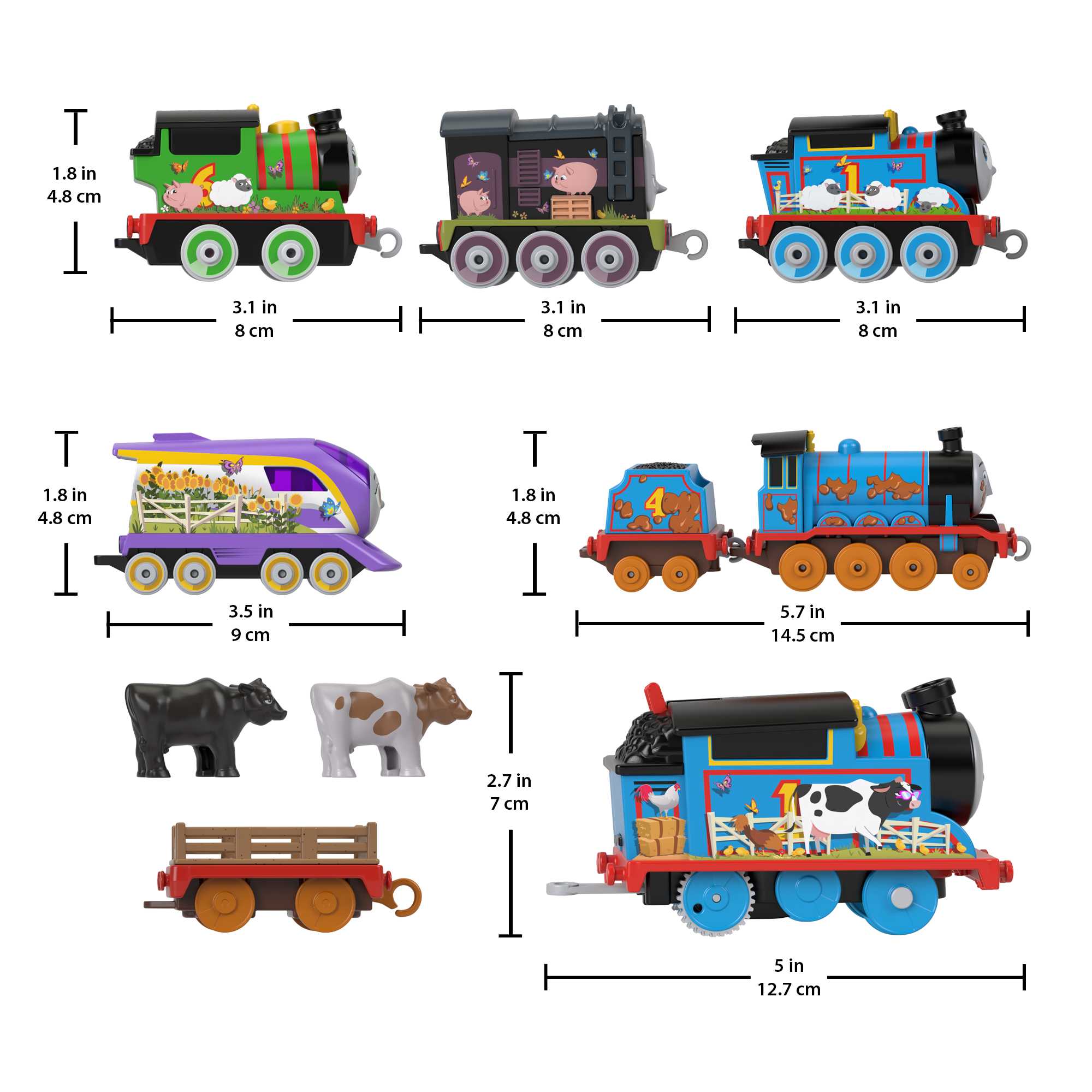 Thomas & Friendsaround the Farm Engine Pack, 6 Toy Trains