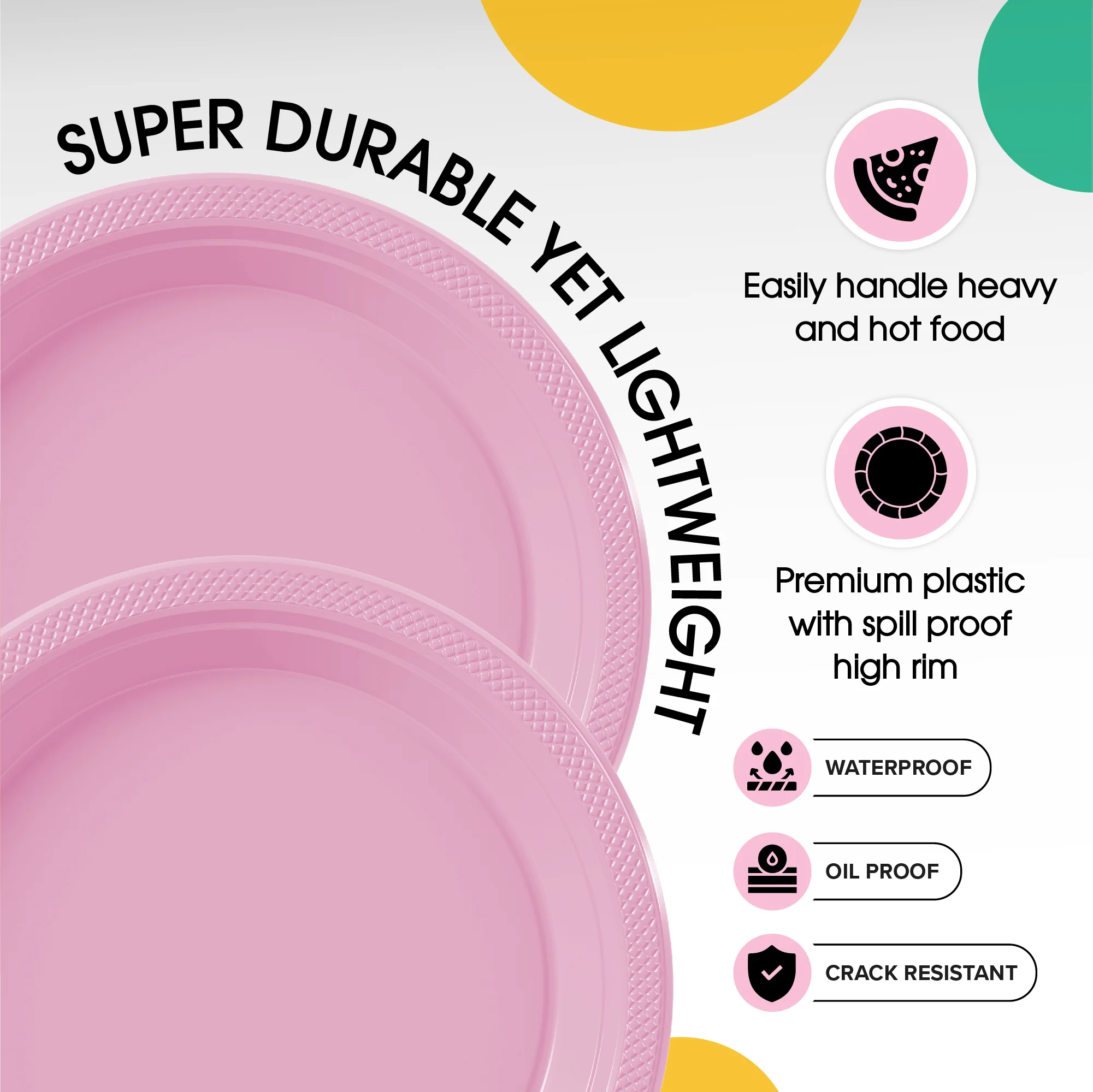 7 In. Pink Plastic Plates | 50 Count