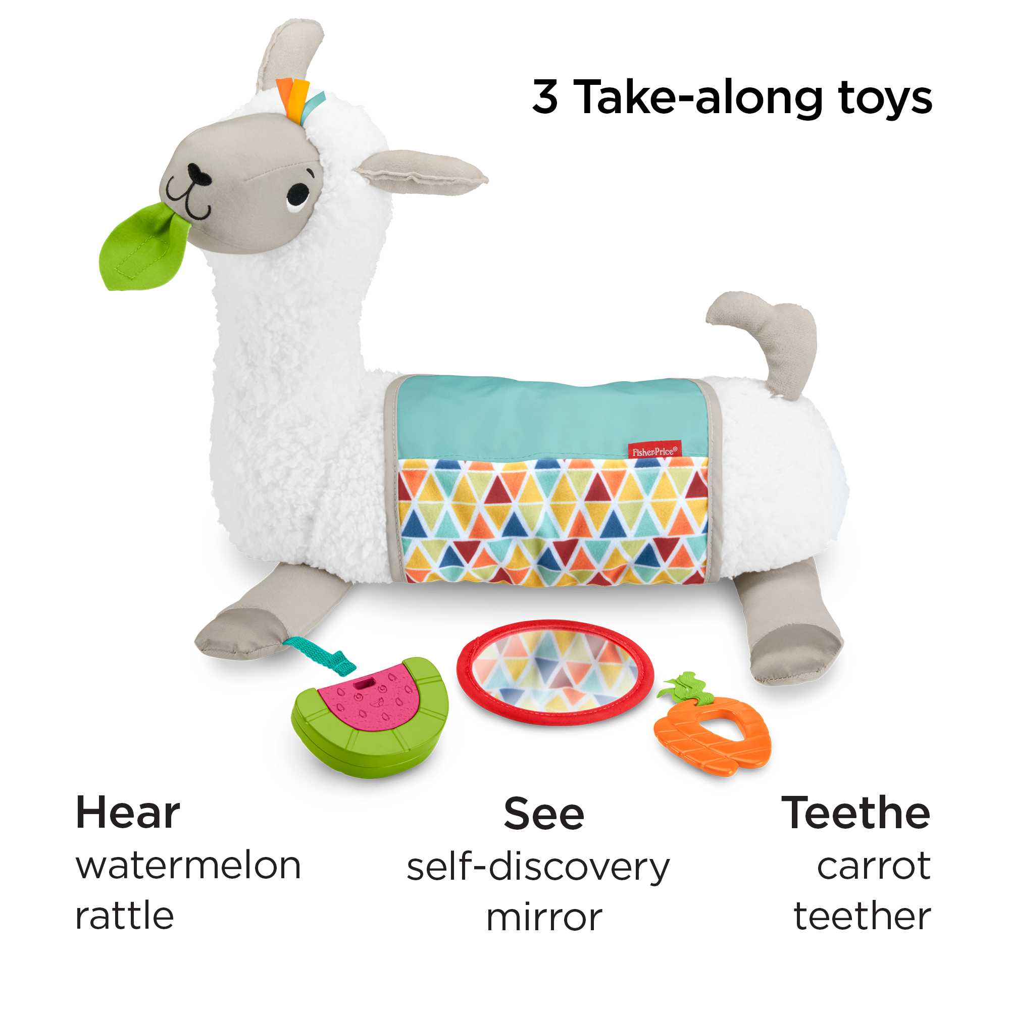 Fisher-Price Grow-With-Me Tummy Time Llama, Plush Infant Support Wedge