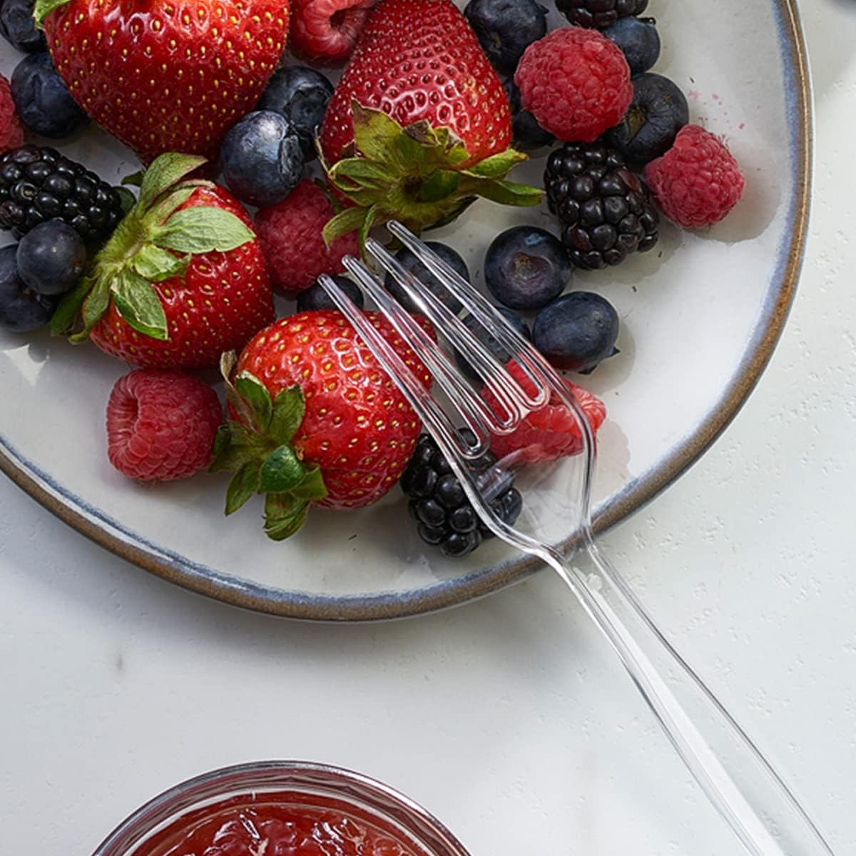 Comfy Package [100 Pack] Heavy Duty Disposable Clear Plastic Forks - Basic Cutlery for Parties, Events, and Everyday Use