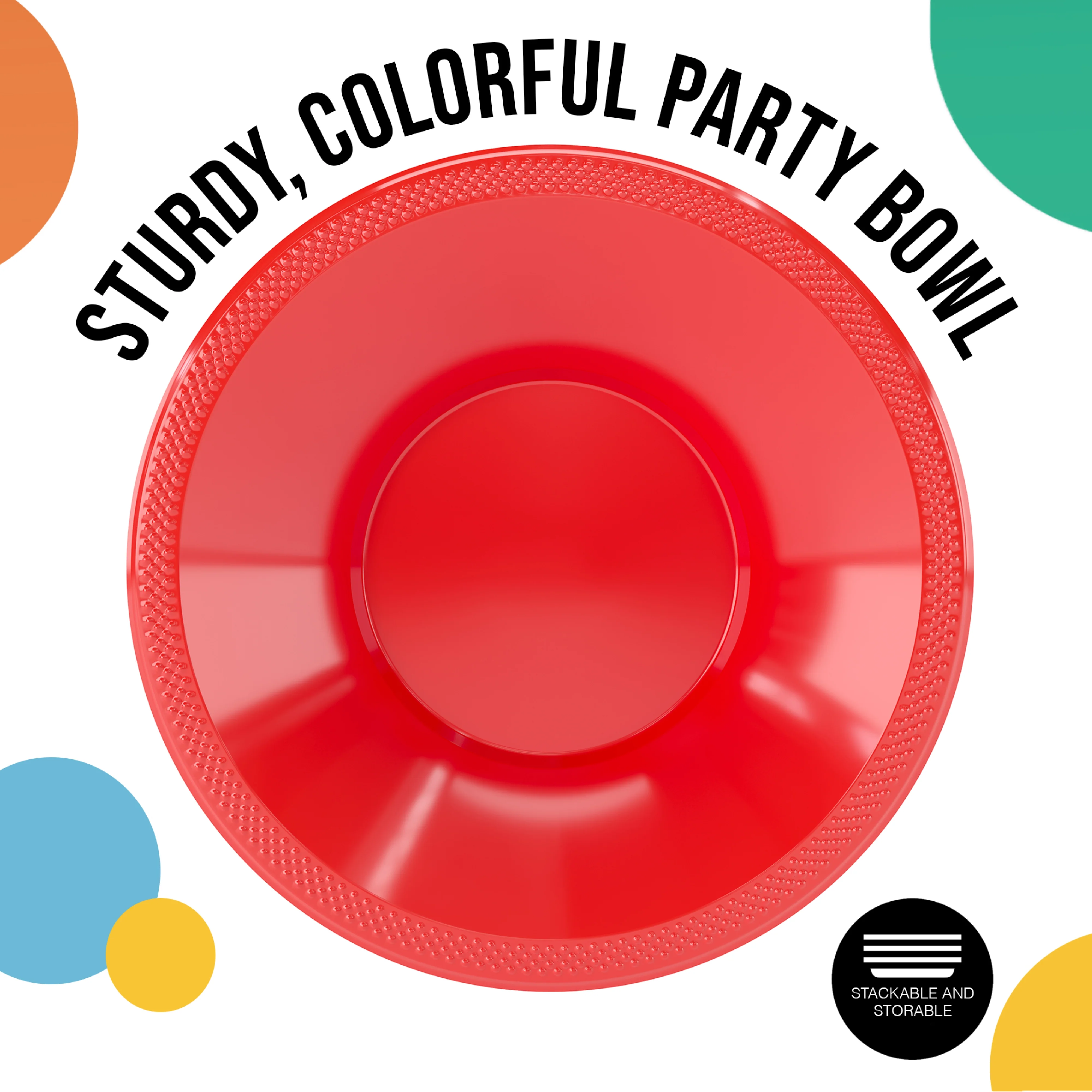 12 Oz. Red Plastic Bowls | 50 Count