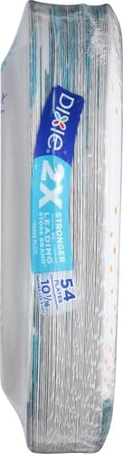 Dixie Large Paper Plates, 10 Inch, 54 Count, 2X Stronger*, Microwave-Safe, Soak-Proof, Cut Resistant, Disposable Plates For Everyday Breakfast, Lunch, & Dinner Meals