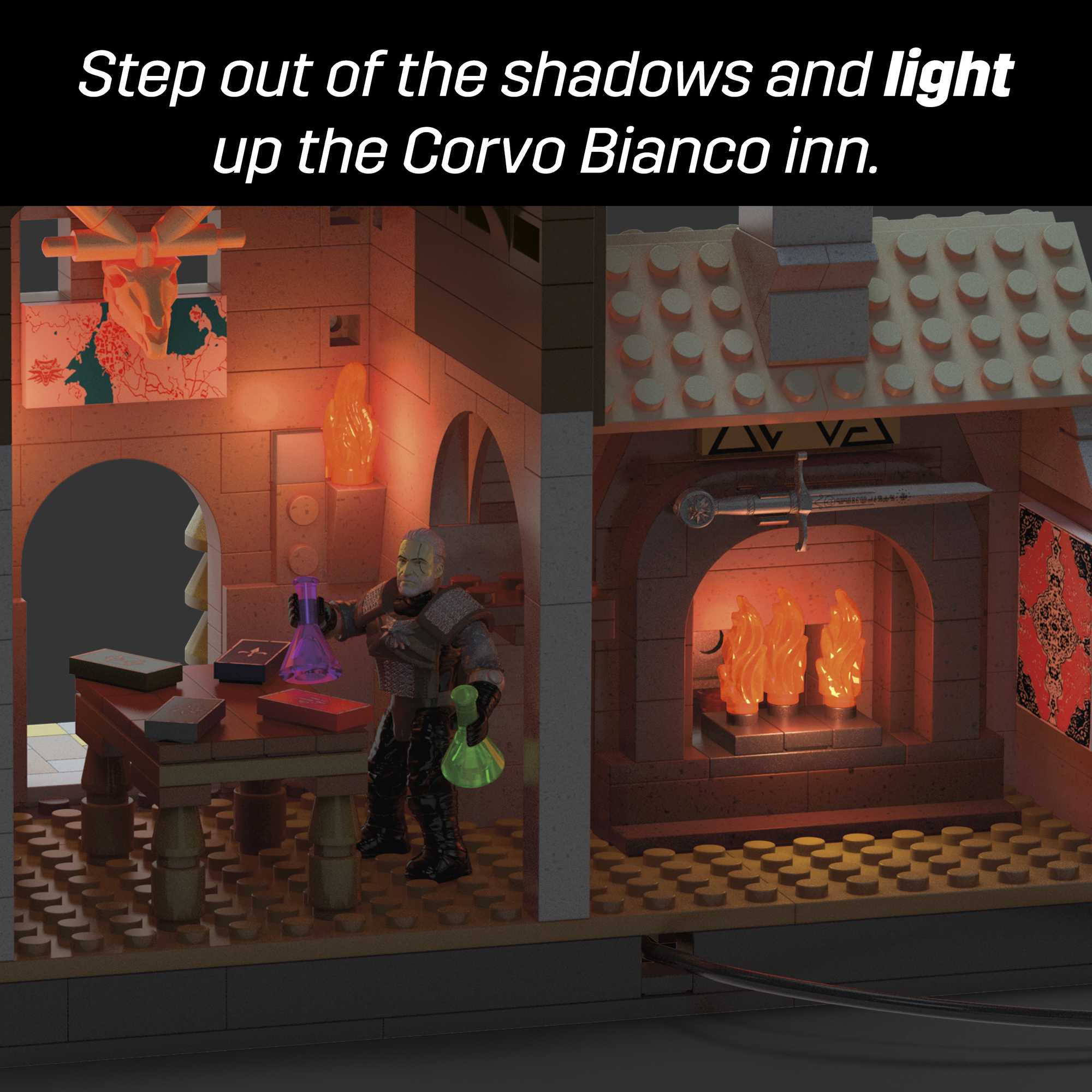 MEGA Geralt's Griffin Hunt Building Set With Led Lights, Ages 16+