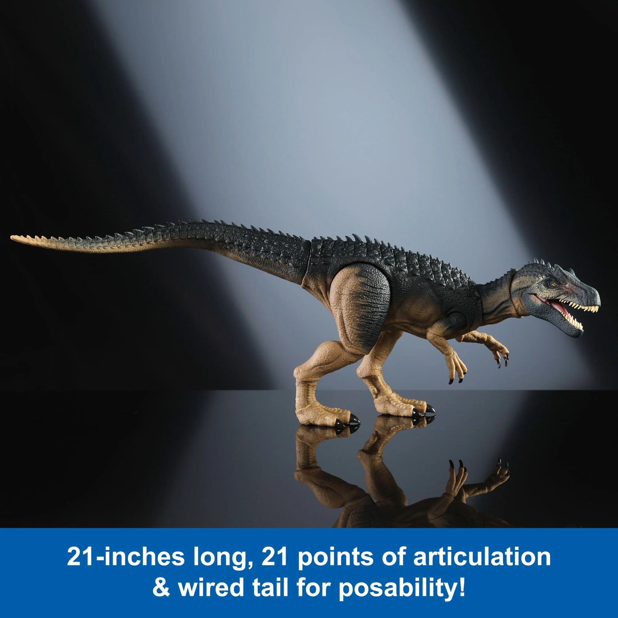 Jurassic World Hammond Collection Allosaurus Dinosaur Action Figure With Glass Eyes, Wired Tail