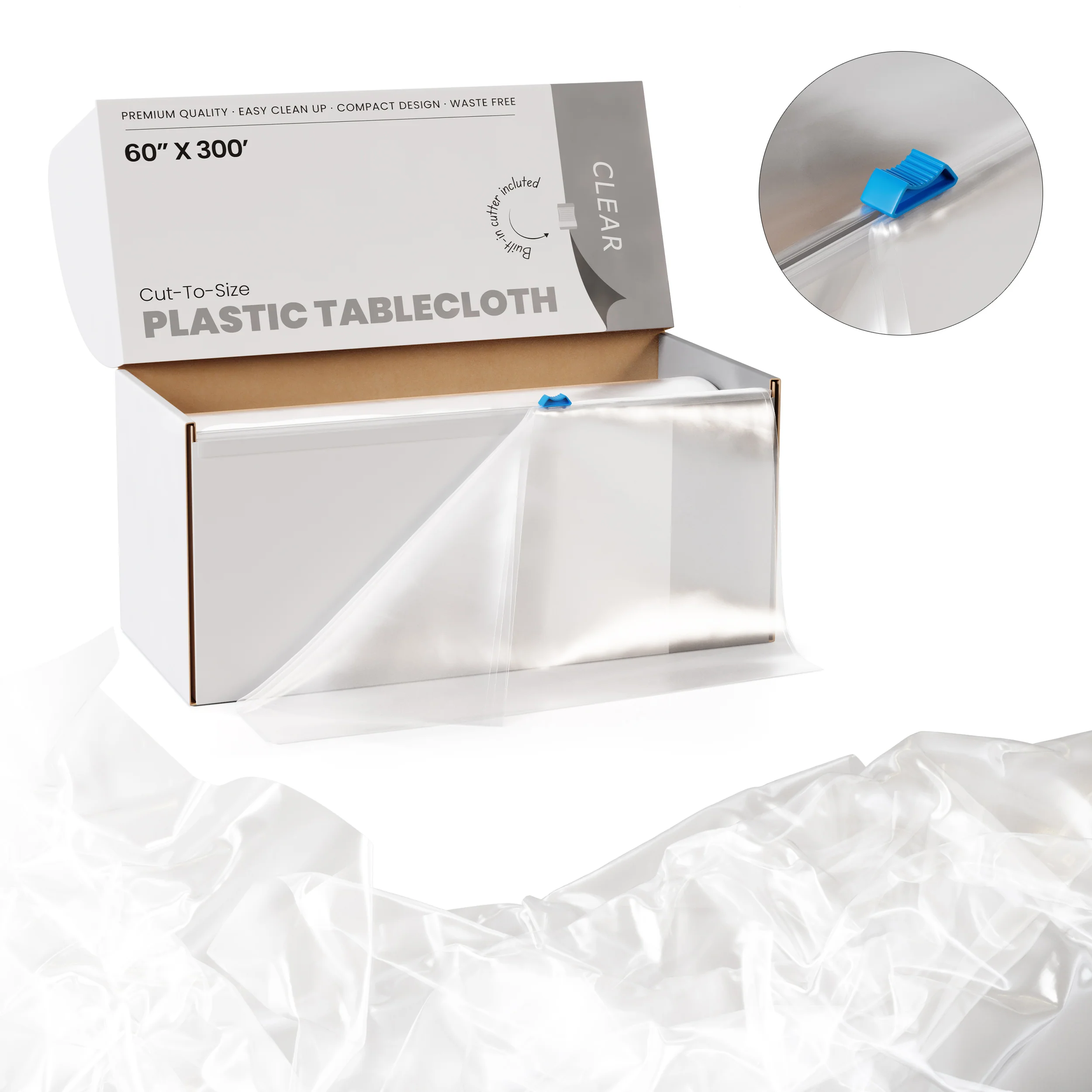 60 In. x 300 Ft. Cut To Size Table Roll | Clear