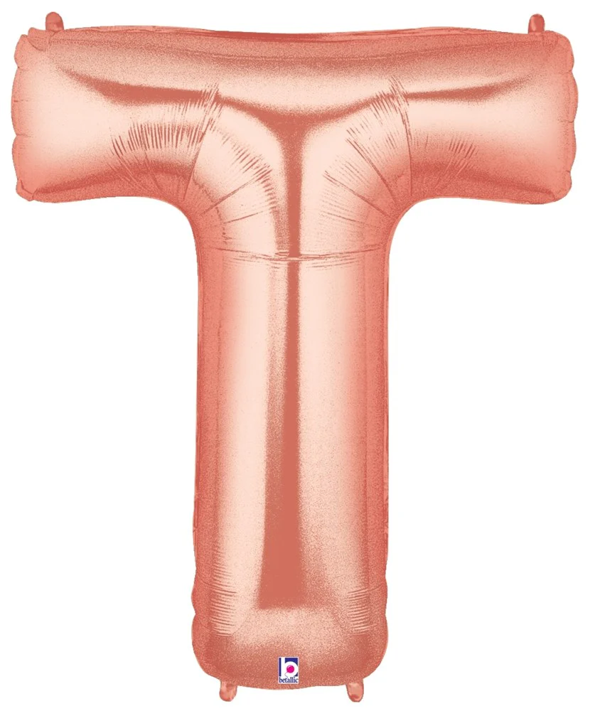 Betallic T Rose Gold 34 inch Shaped Foil Balloon Packaged 1ct