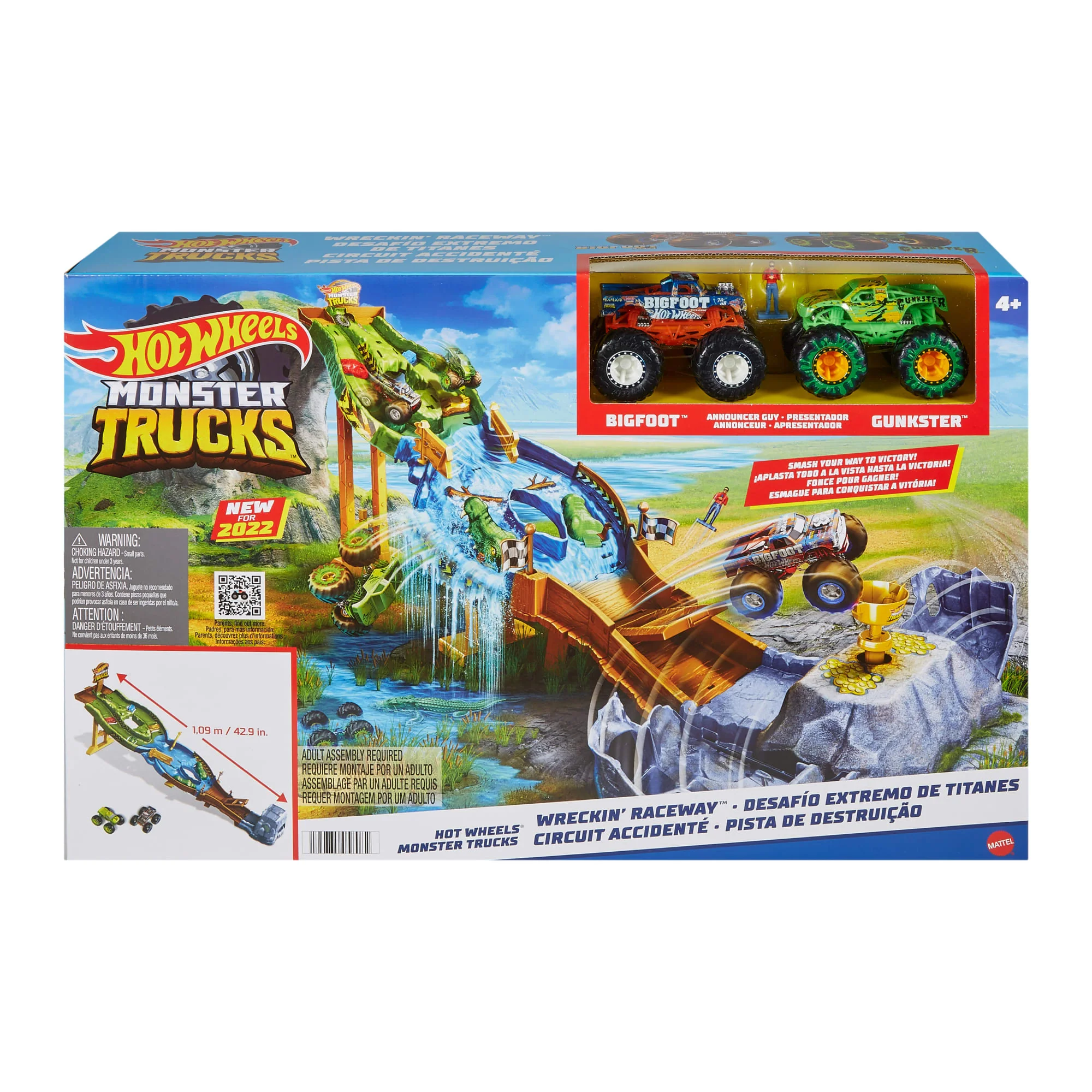 Hot Wheels Monster Trucks Playset With 2 1:64 Scale Toy Trucks