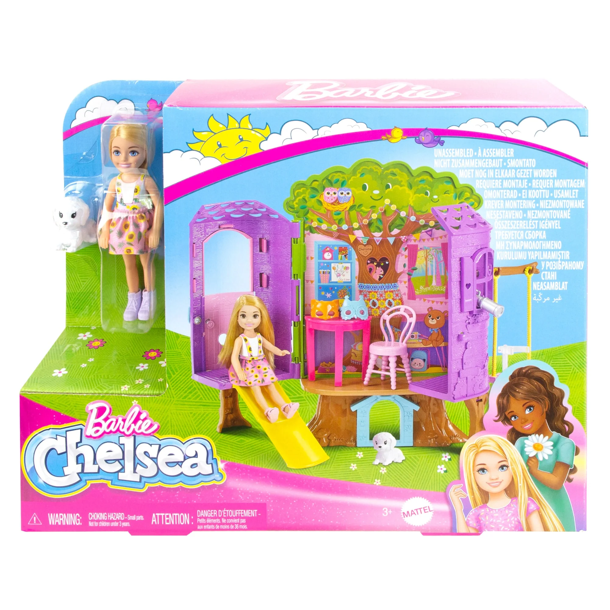 Chelsea Barbie Doll And Treehouse Playset With Pet Puppy