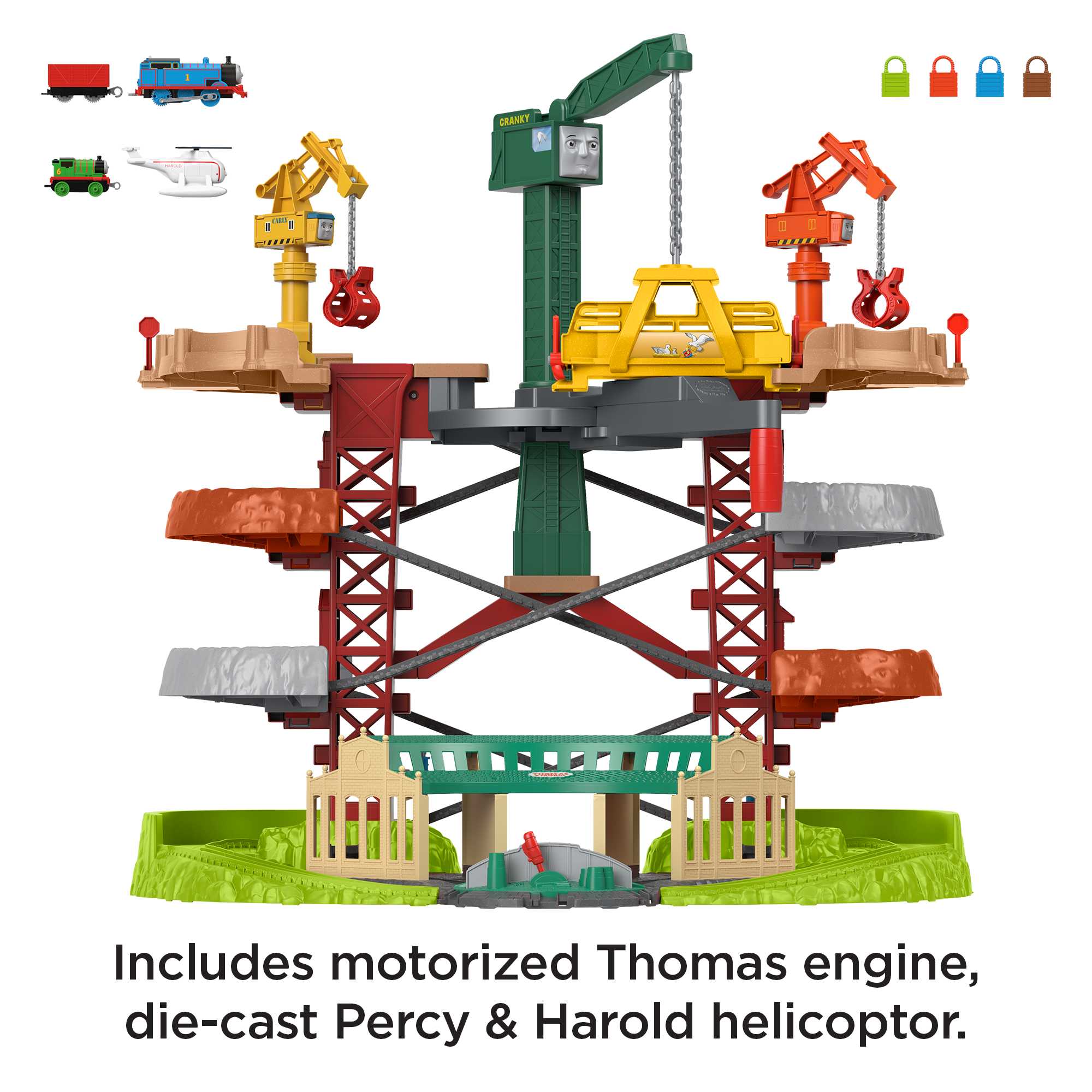 Thomas And Friends Multi-Level Train Set With Spinning Turntable, Trains & Cranes Super Tower