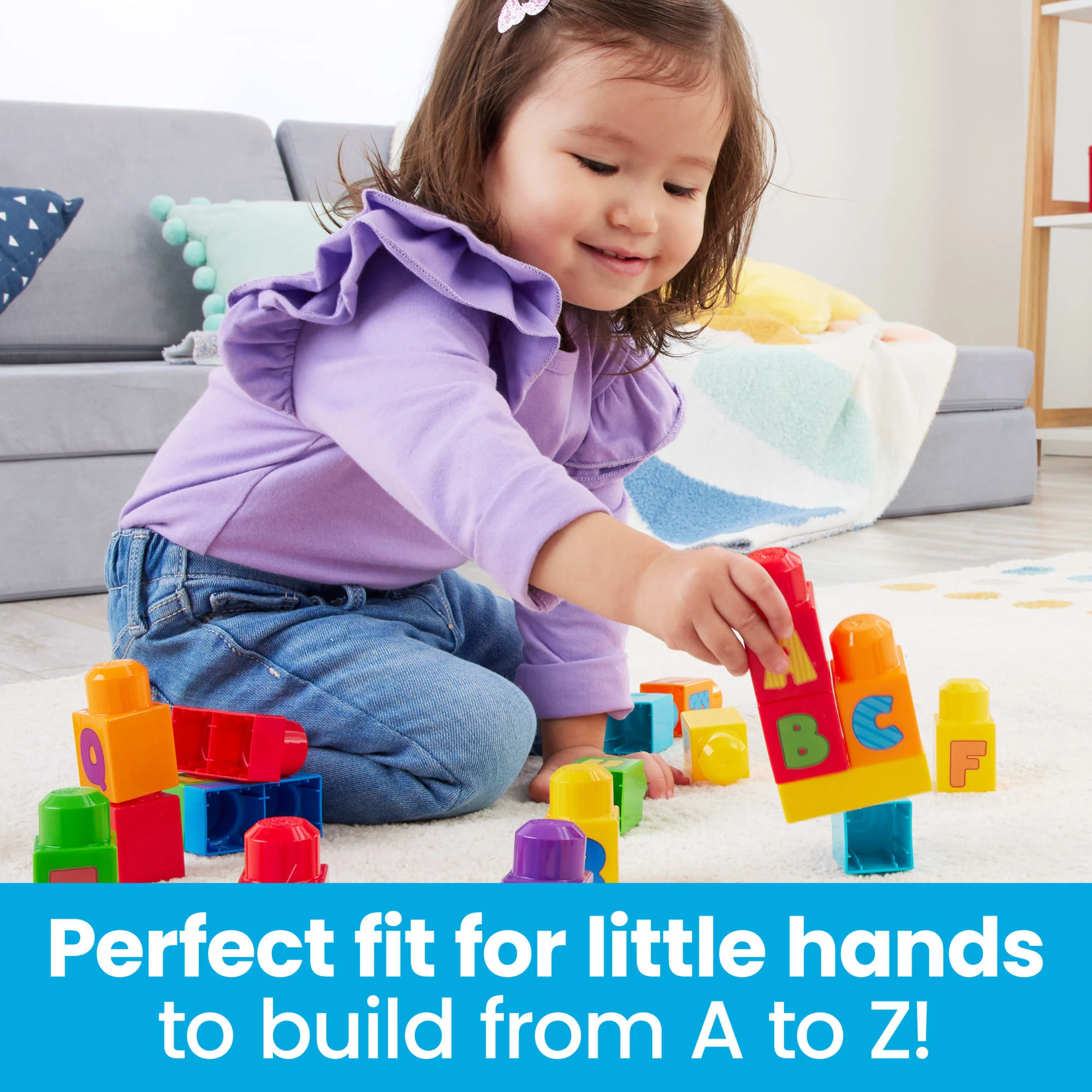 MEGA Bloks Fisher-Price ABC Building Bag Block Toy With Storage (30 Pieces) For Toddler