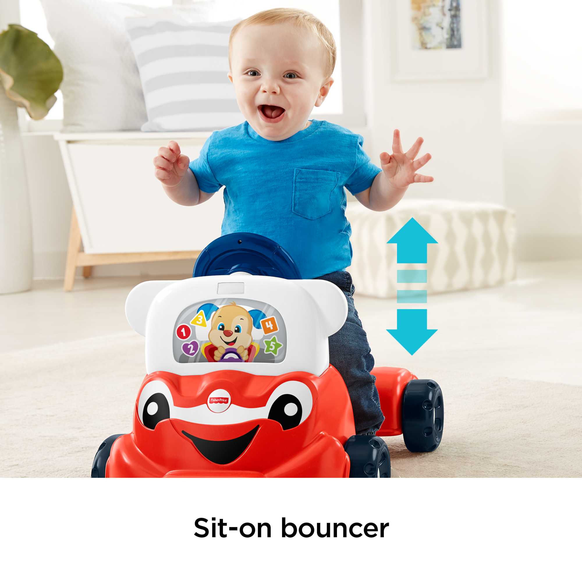 Fisher-Price Laugh & Learn 3-In-1 Smart Car Interactive Infant Walker & Toddler Ride-On Toy