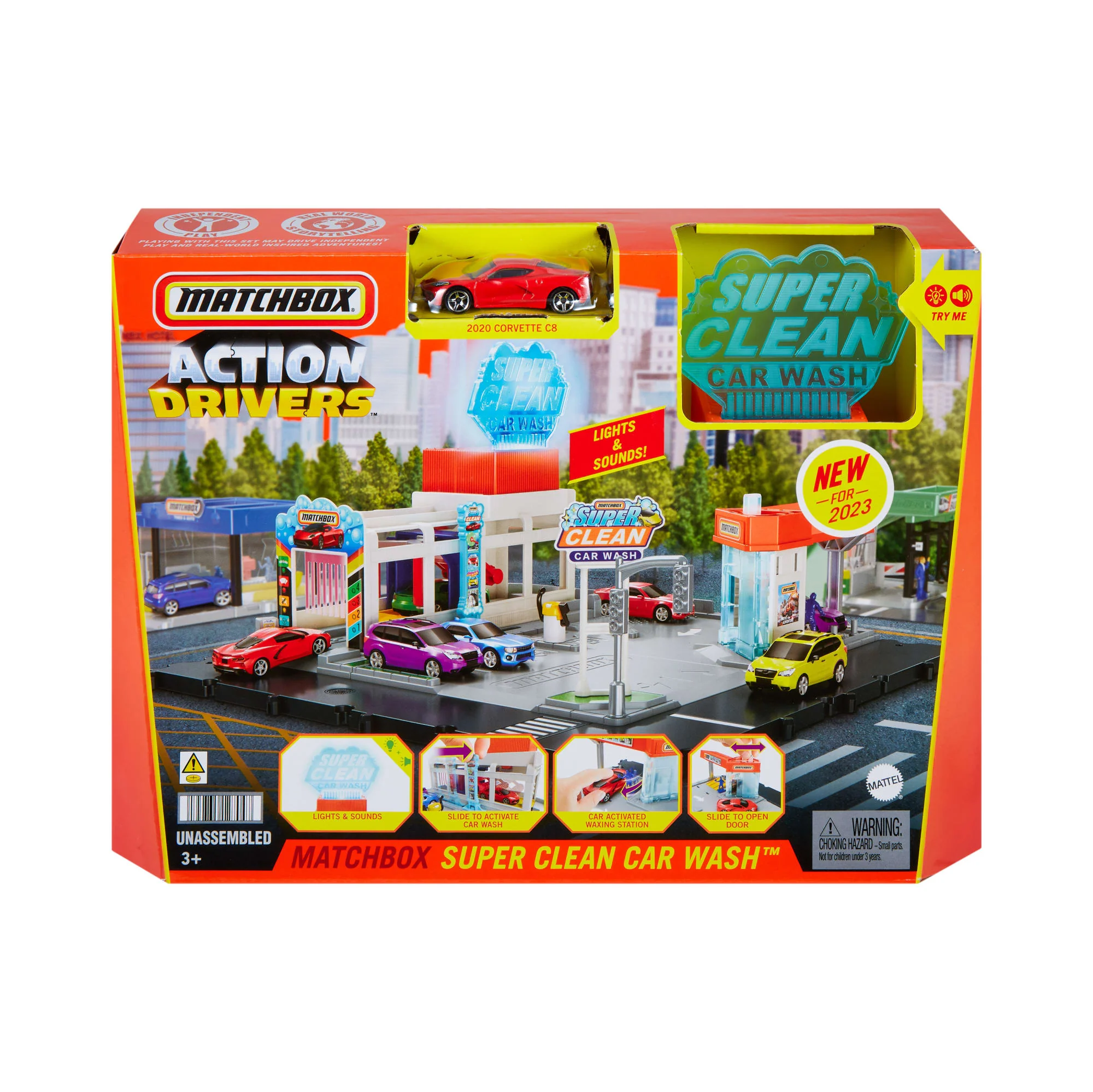 Matchbox Cars Playsets, Super Clean Carwash With 1 Matchbox Car