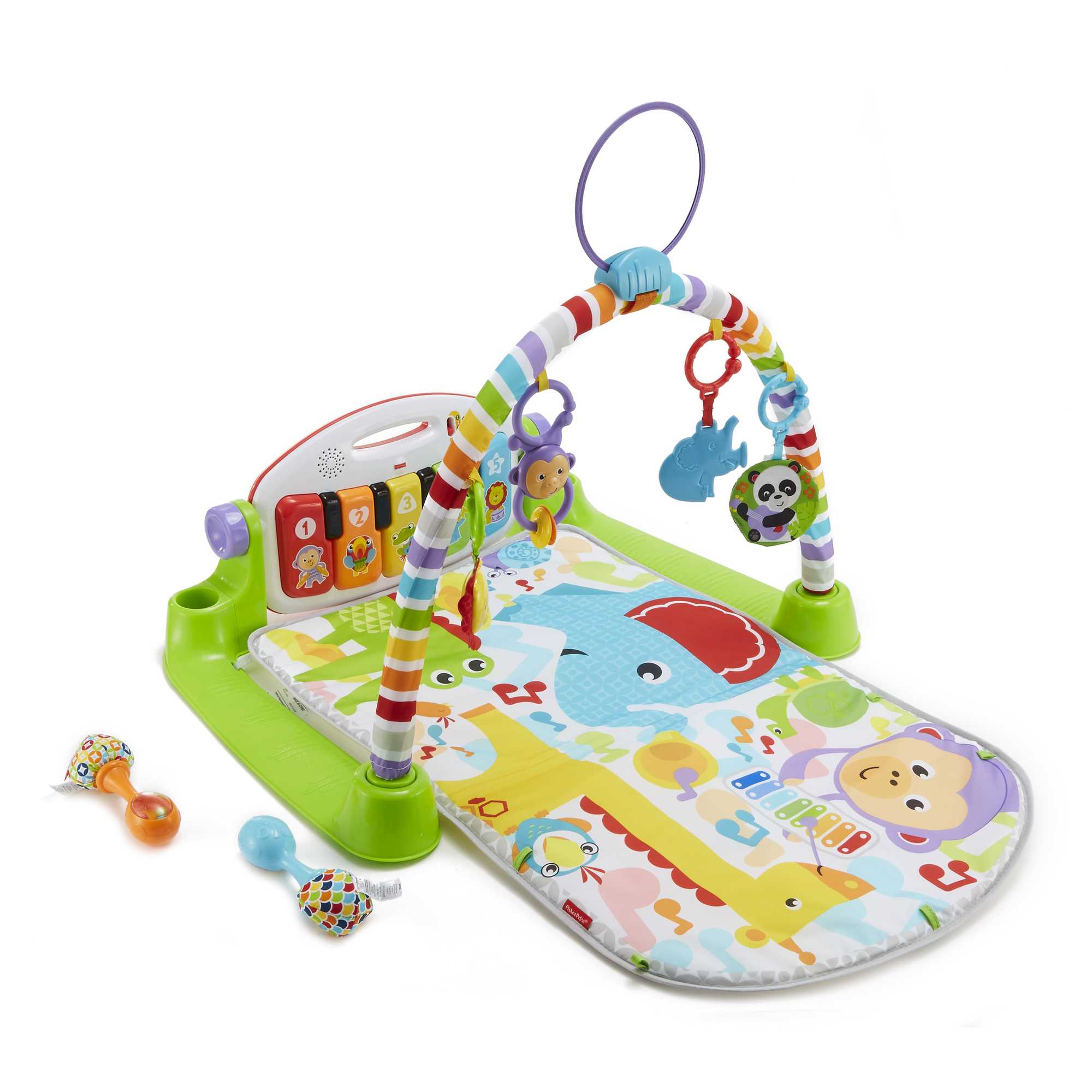 Fisher-Price Baby Gym With Kick & Play Piano Learning Toy And Newborn Rattle Maracas