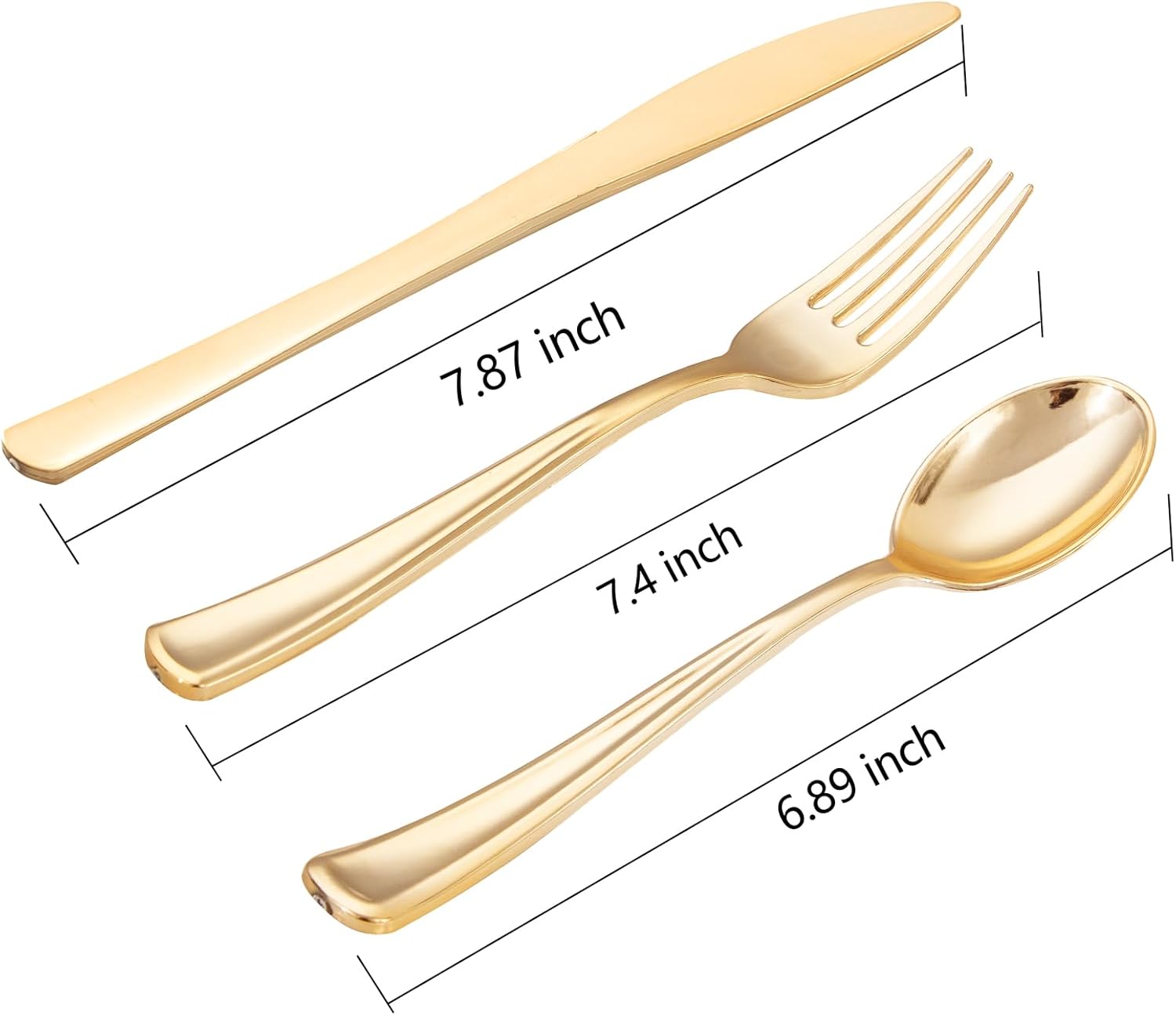 WDF300 Pieces Gold Plastic Silverware - Heavy Duty Disposable Gold Cutlery Set Plastic Gold Silverware Set Plastic Includes 100 Forks, 100 Spoons, 100 Knives
