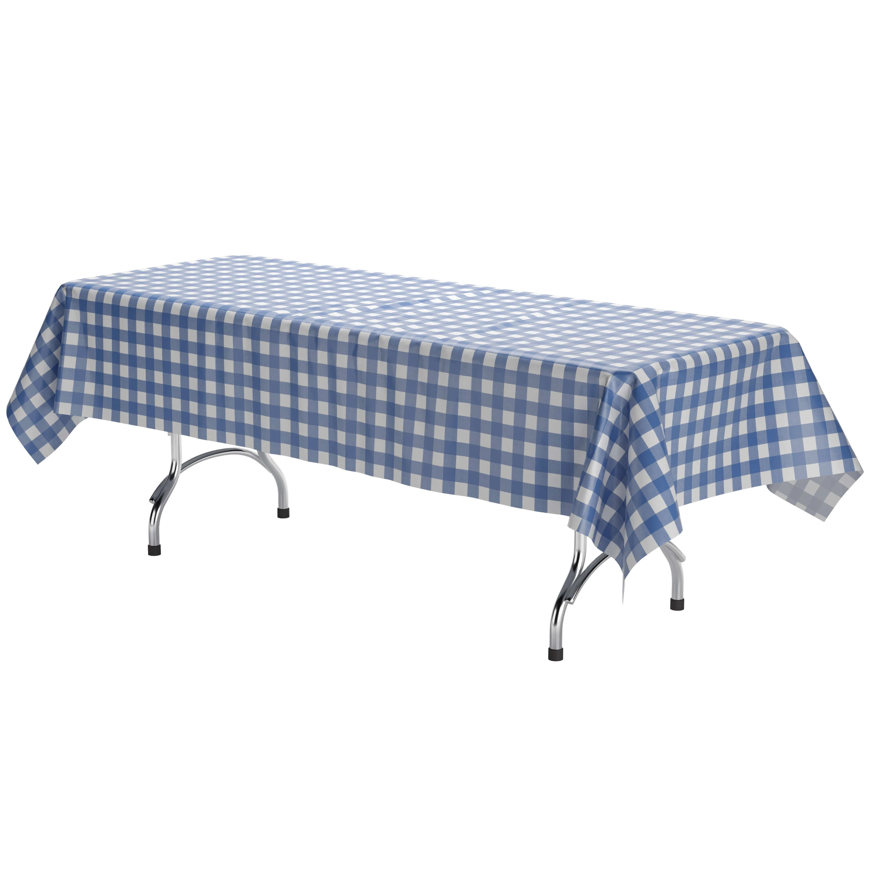 Dark Blue Gingham Plastic Table Cover