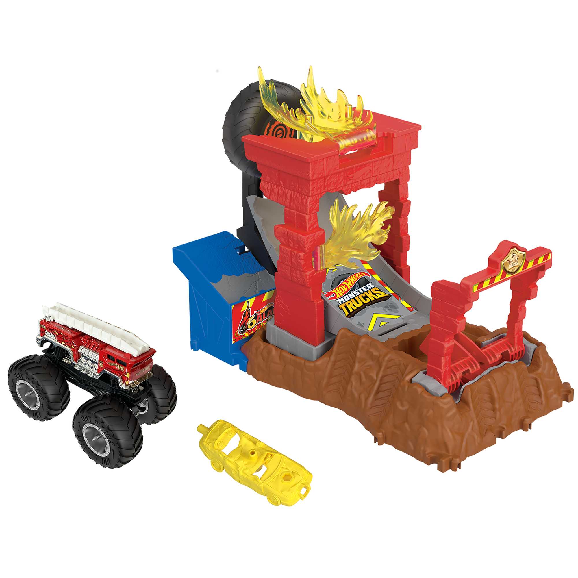 Hot Wheels Monster Trucks Arena Smashers? 5-Alarm Fire Crash Challenge? Playset