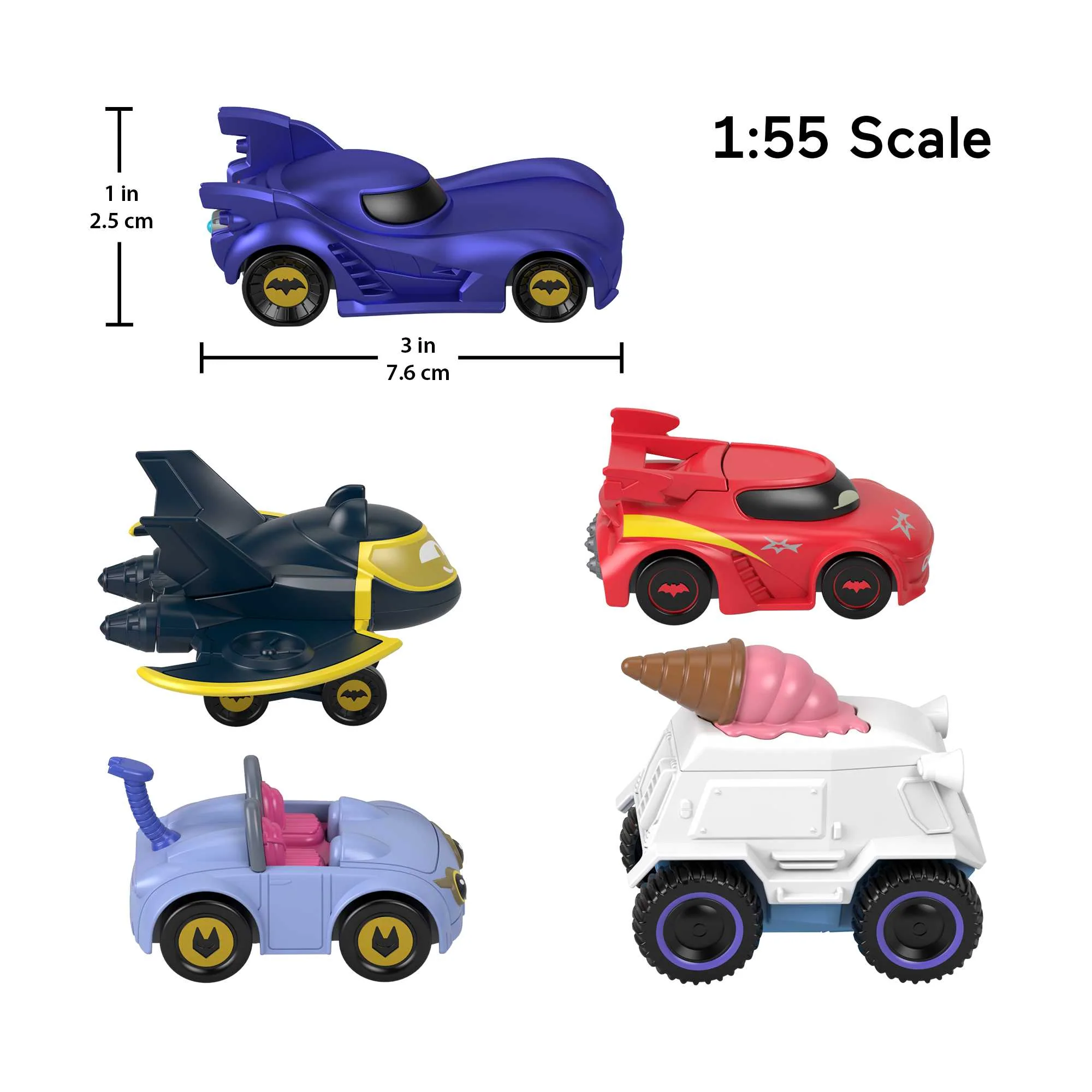 Fisher-Price DC Batwheels 1:55 Scale Vehicle Multipack, Batcast Metal Diecast Cars, 5 Pieces