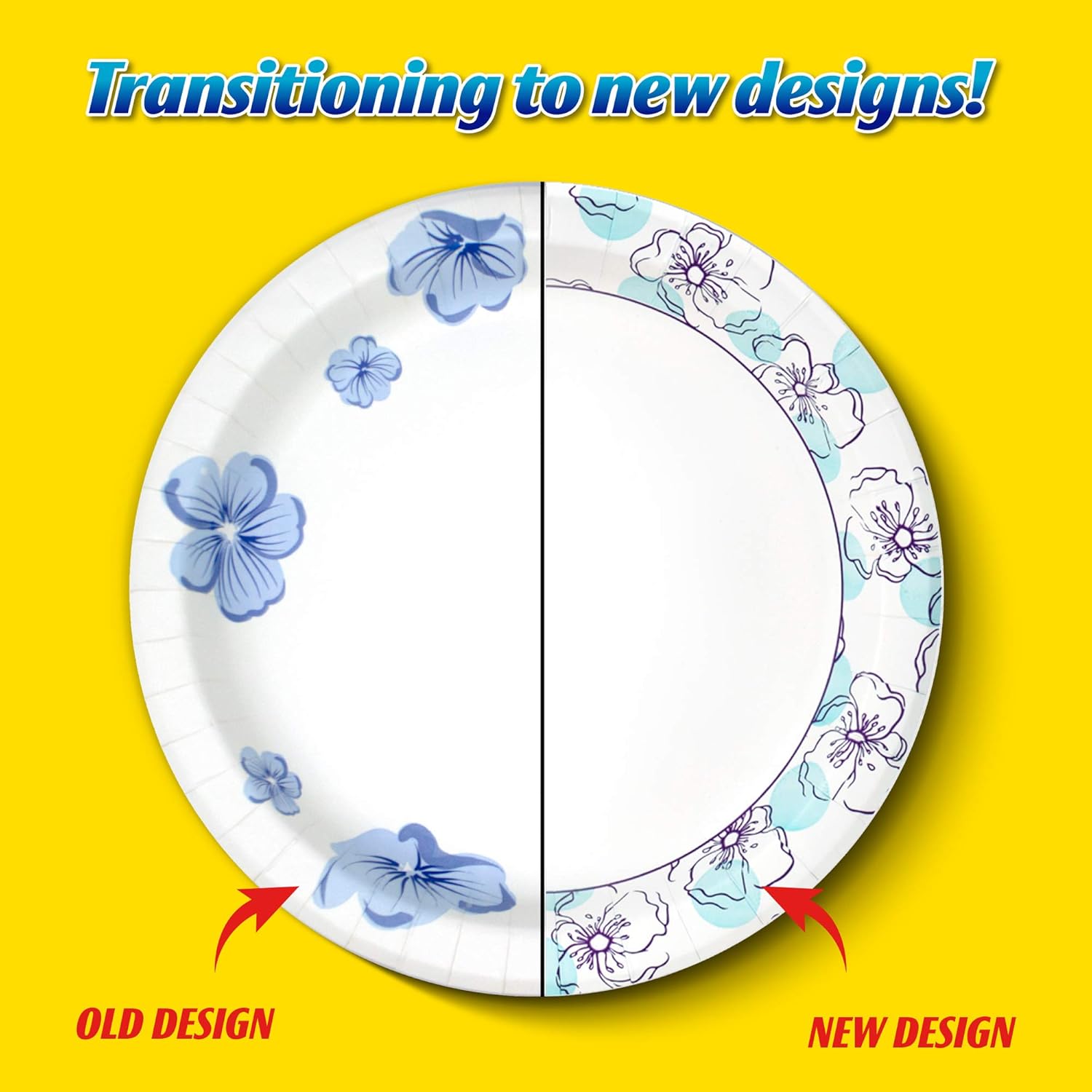 Glad Round Disposable Paper Plates 10 in, Blue Flower|Soak Proof, Cut Proof, Microwave Safe Heavy Duty Paper Plates For Parties|50 Count Bulk Paper Plates 10 Inch