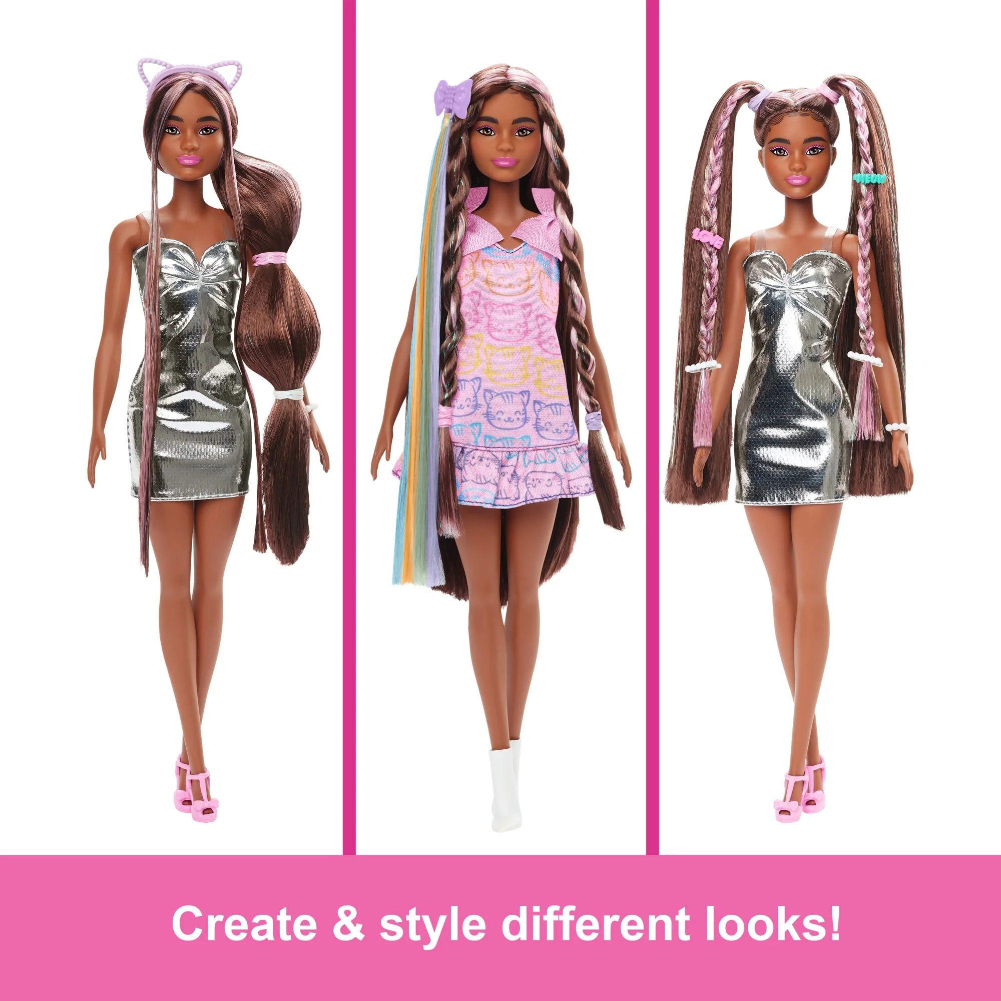 Barbie Fun & Fancy Doll & Accessories, Brunette Fashion Doll With Extra-Long Hair & 2 Looks